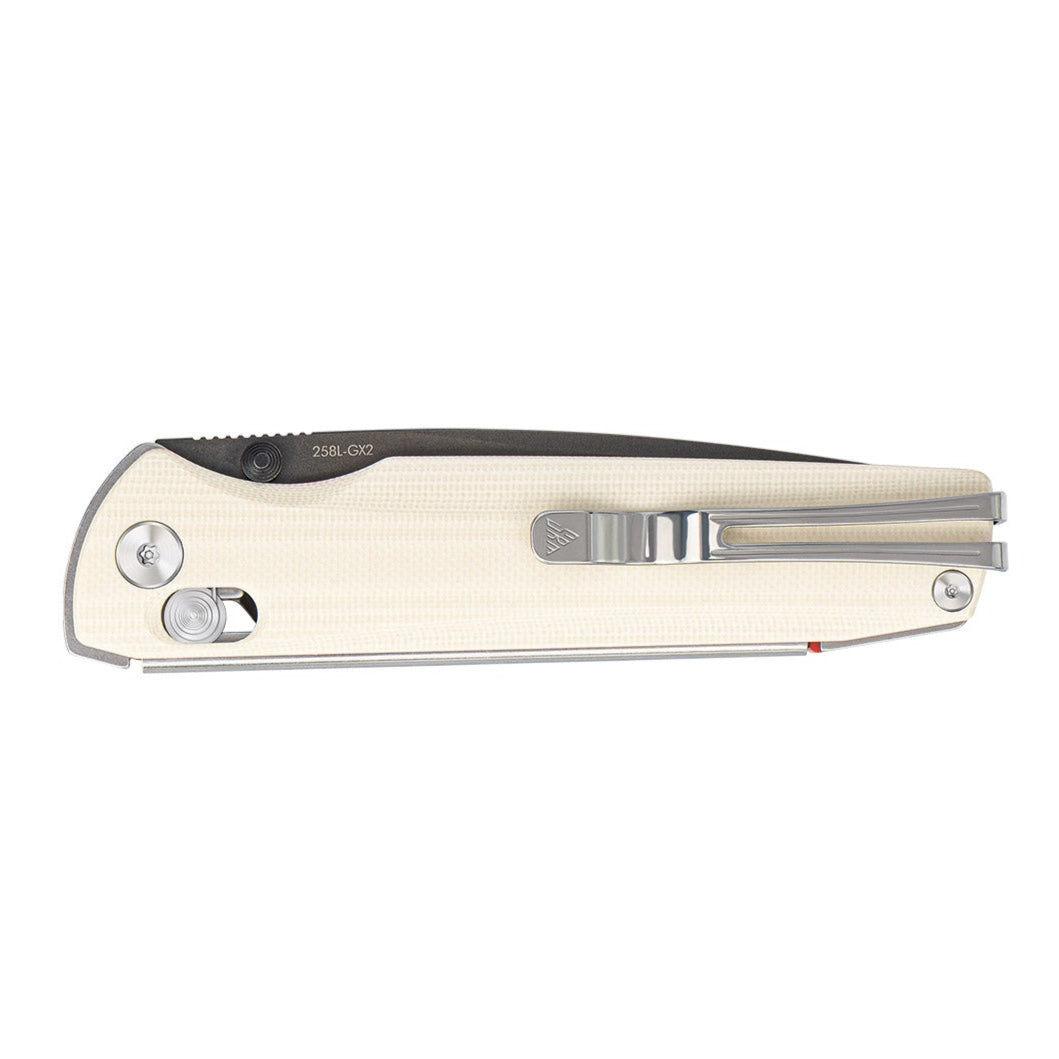 SRM ambi lock edc pocket knife Terrier 258L-GX2 - White & 
Red liner G10 handle