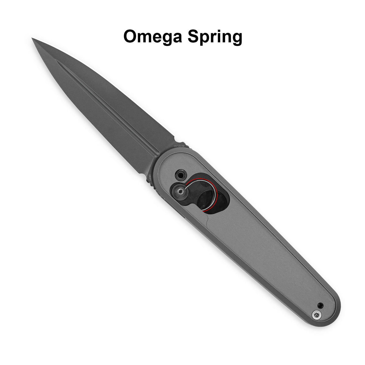Diagram showing the position of the SRM Ambi lock EDC knife Omega spring