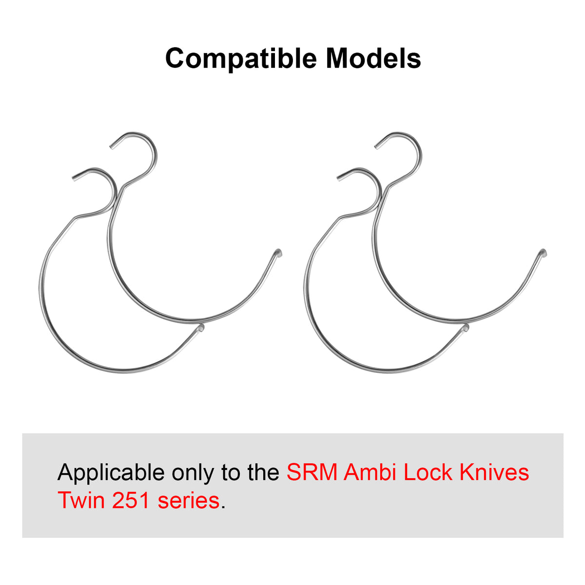 Images showing compatible models for the SRM Ambi lock EDC knife Omega spring