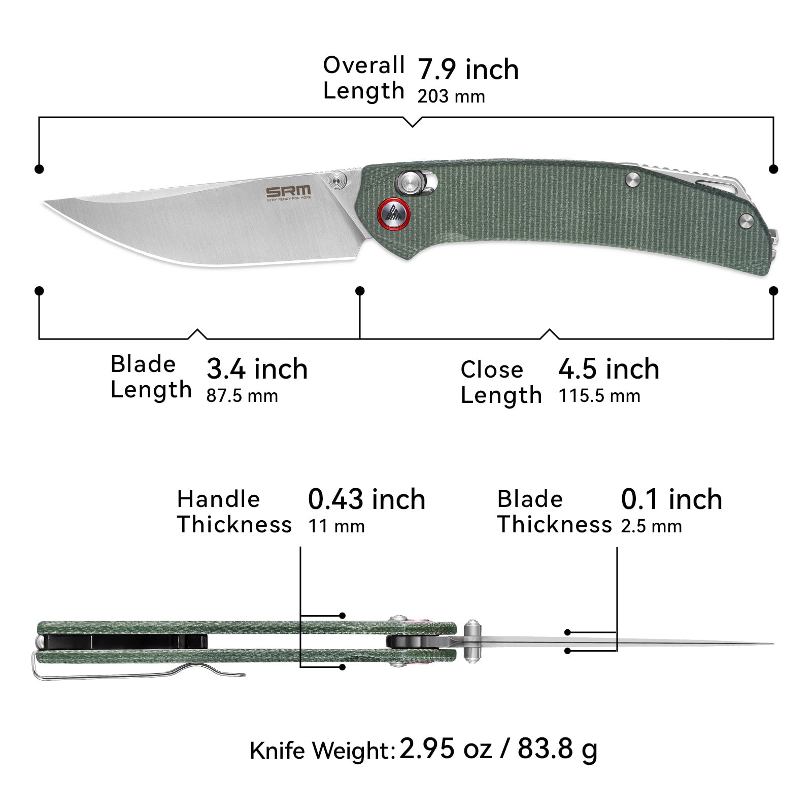 SRM EDC knife Asika 411L-MG - 3.46