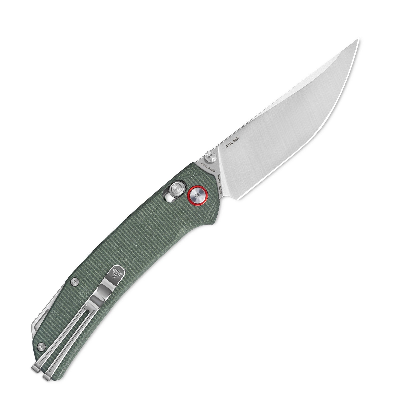 Side view of SRM Asika 411L-MG EDC outdoor knife with blade deployed