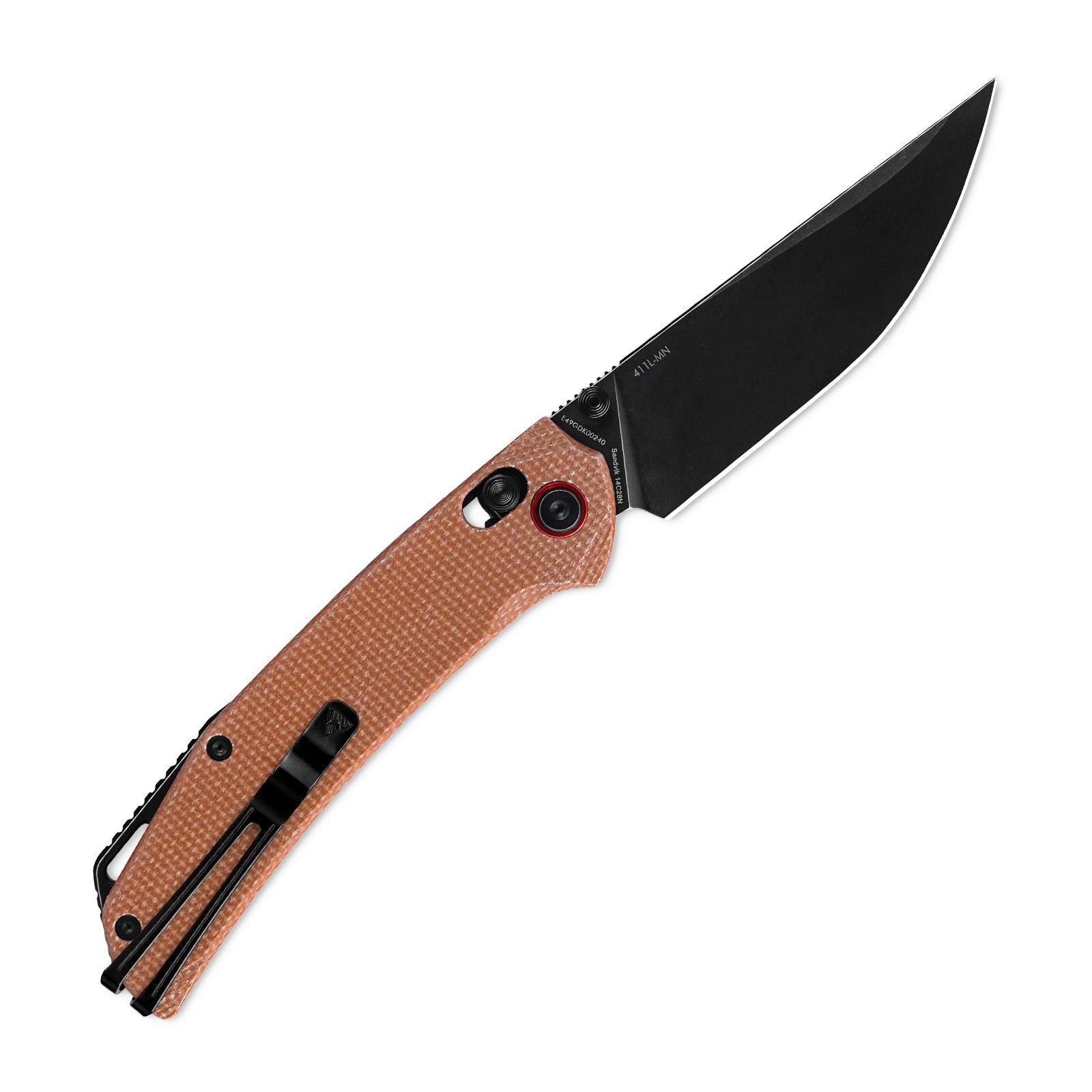 Side view of SRM Asika 411L-MN EDC outdoor knife with blade deployed