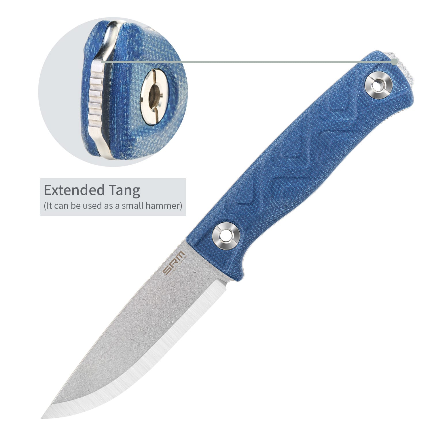 Full tang bushcraft knife - 14C28N steel blade and black G10 handle - SRM Bushcut 702T-ME