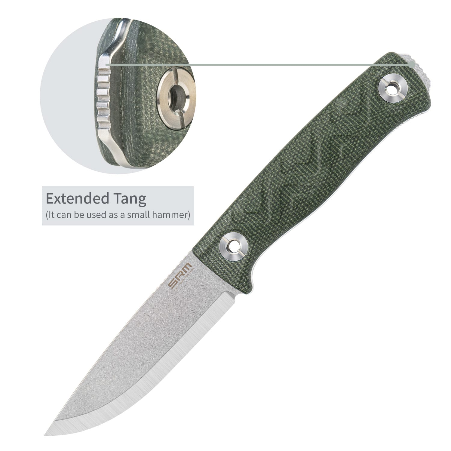Full tang bushcraft knife - 14C28N steel blade and black G10 handle - SRM Bushcut 702T-MP