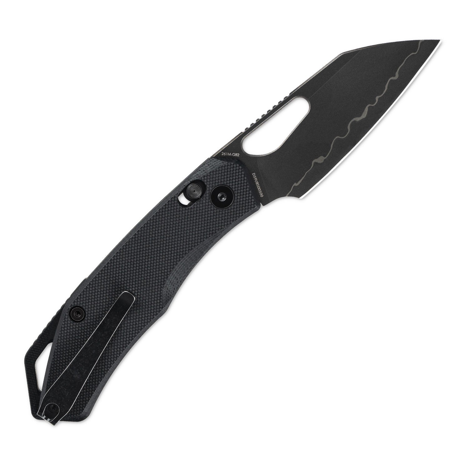 Side view of SRM Cub 261M-GB2 folding hunting knife with blade deployed