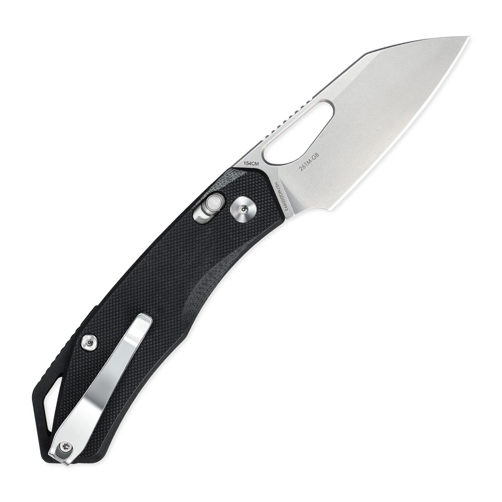 Side view of SRM Cub 261M-GB folding hunting knife with blade deployed