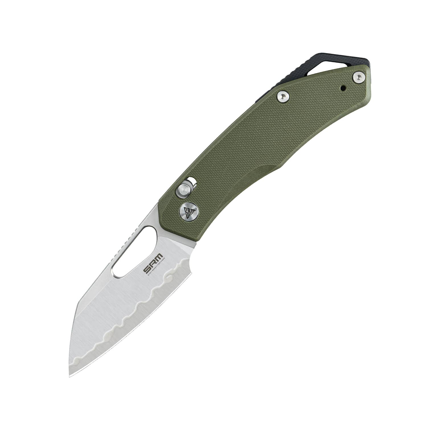 SRM folding hunting knife Cub 261M-GP2 | Green G10 handle with lanyard hole
