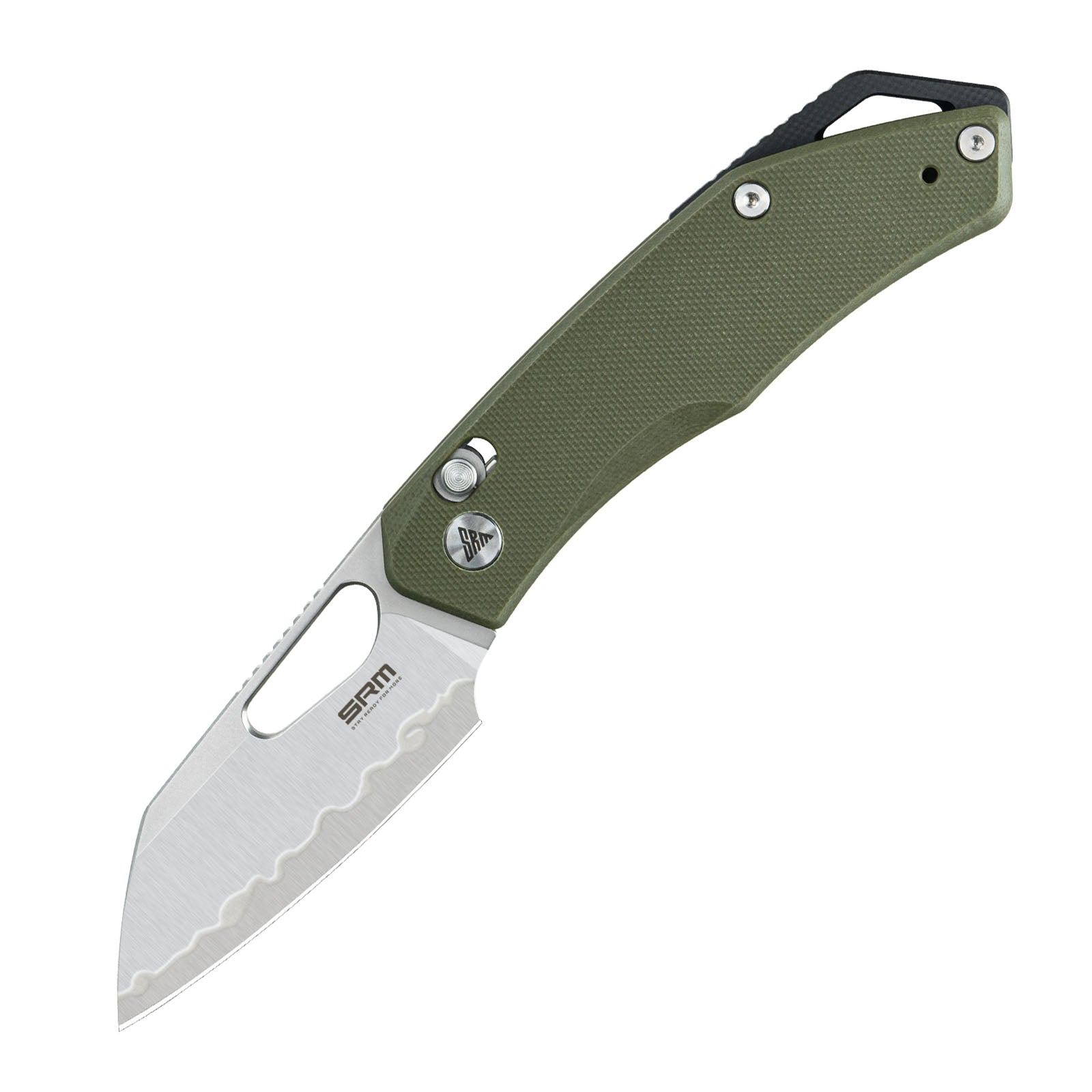 SRM folding hunting knife Cub 261M-GP2 | Green G10 handle with lanyard hole