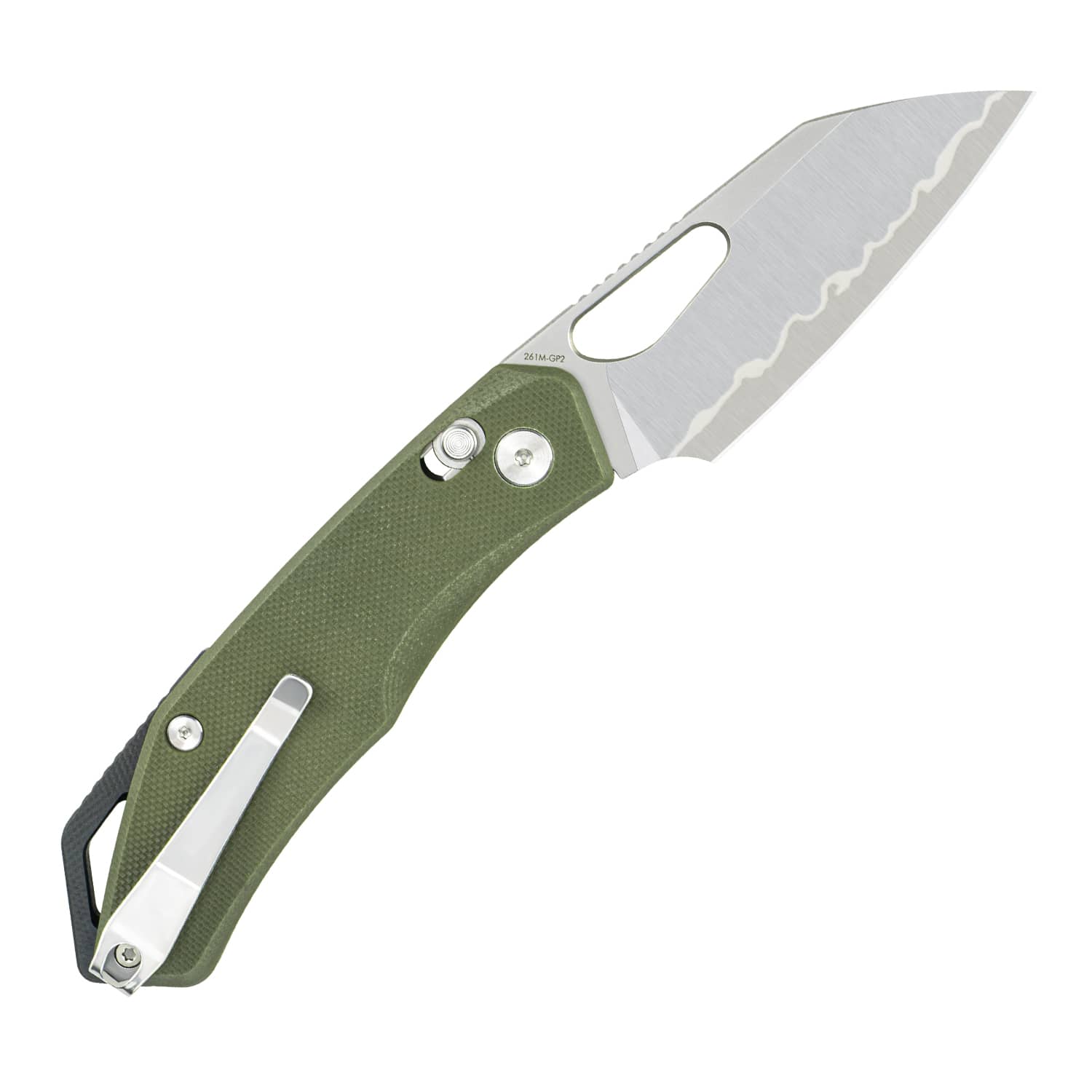 SRM folding hunting knife Cub 261M-GP2 | Green G10 handle with lanyard hole