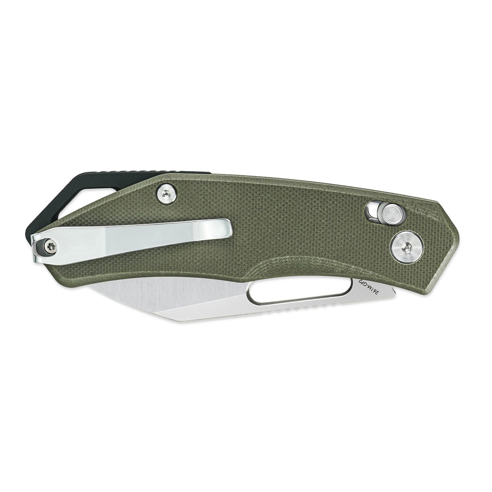 Close-up of SRM Cub 261M-GP2 folding hunting knife handle