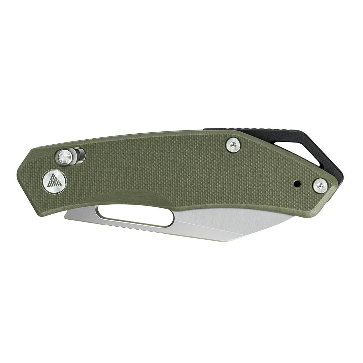 SRM folding hunting knife Cub 261M-GP2 | Green G10 handle with lanyard hole