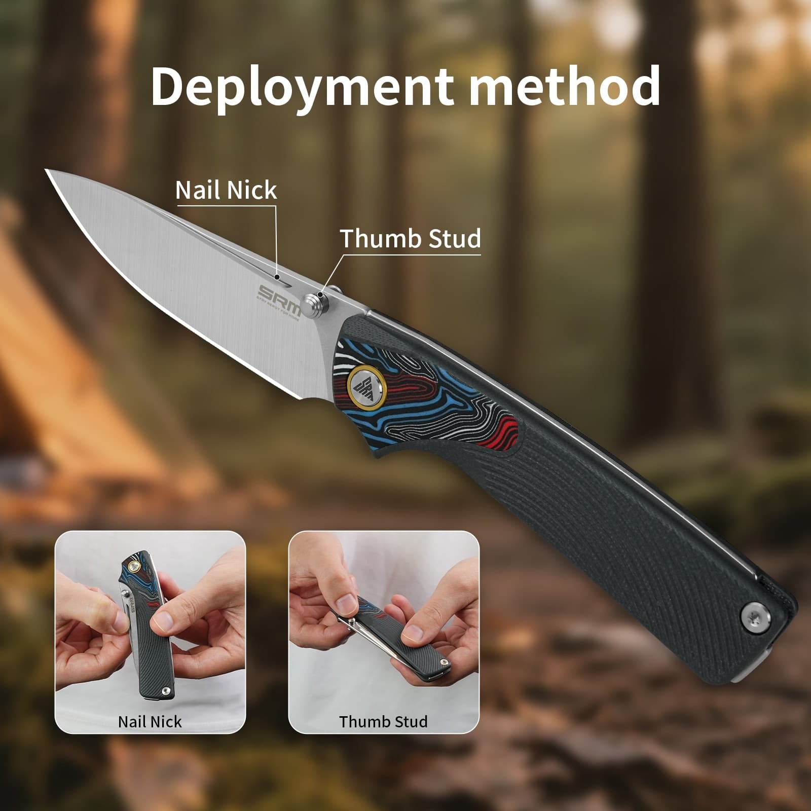 Two methods for deploying the SRM Dome 106M-GK slip joint knife