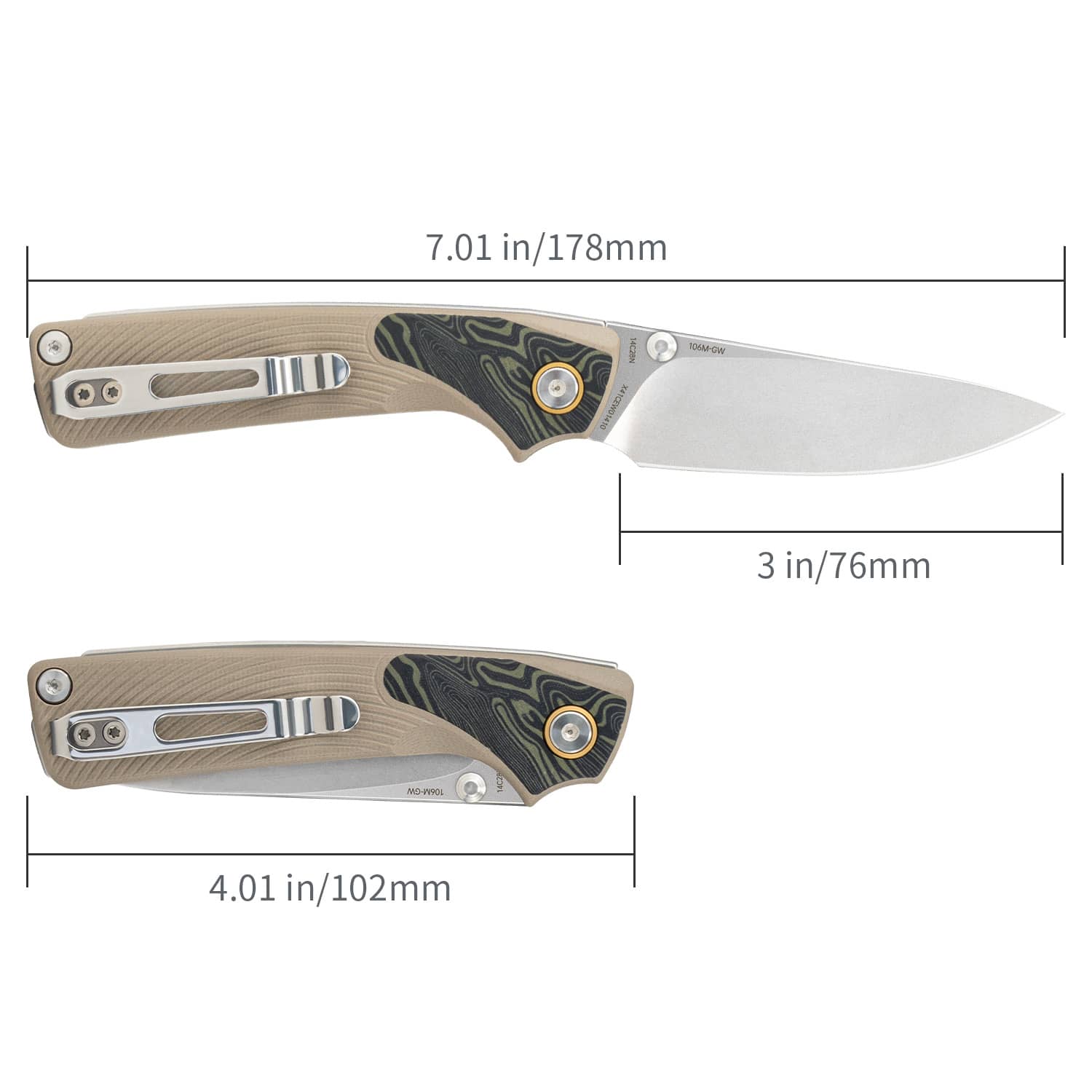 SRM EDC slip joint knife Dome 106M-GW | 14C28N steel blade and G10 handle