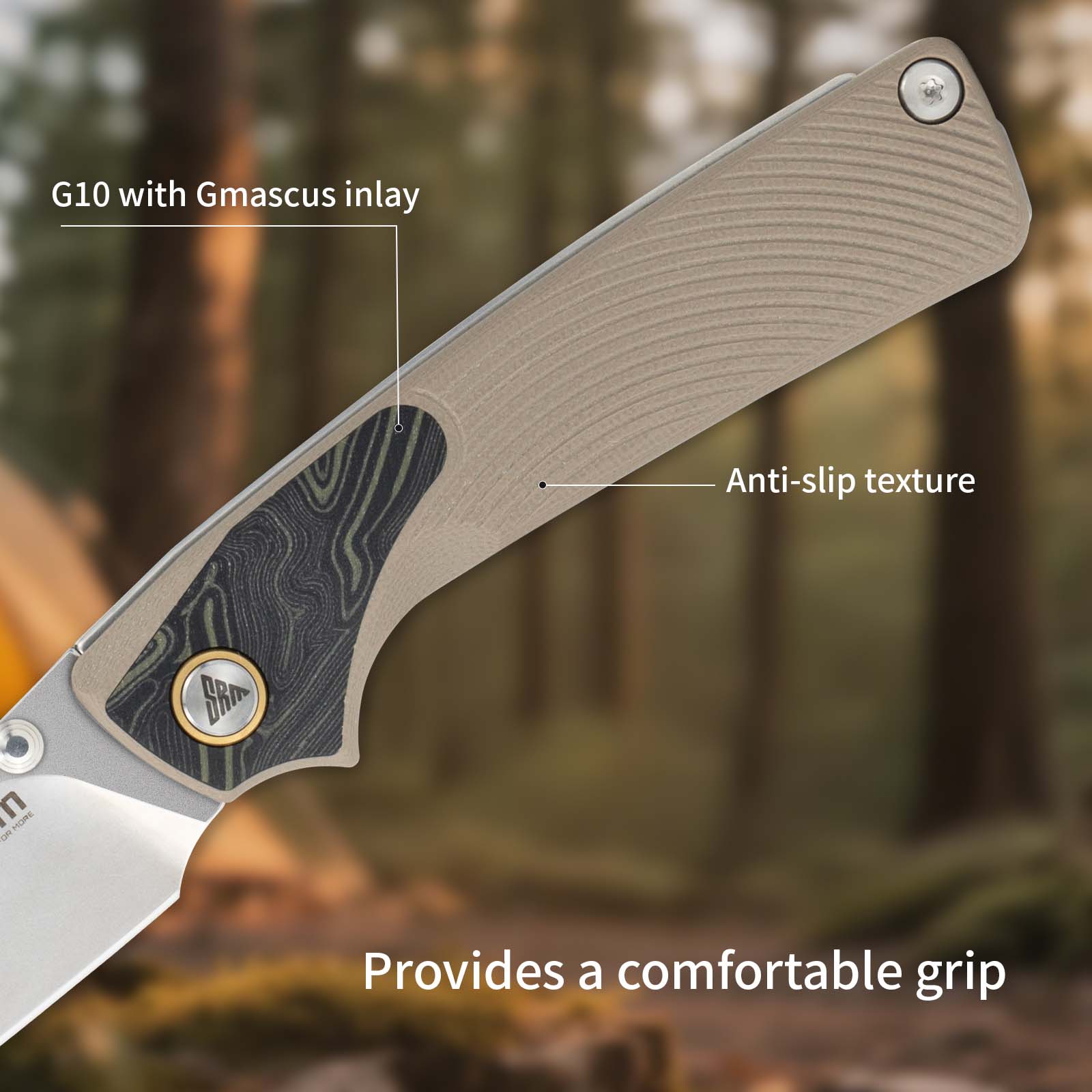 Close-up detail of the handle of the SRM Dome 106M-GW slip joint knife