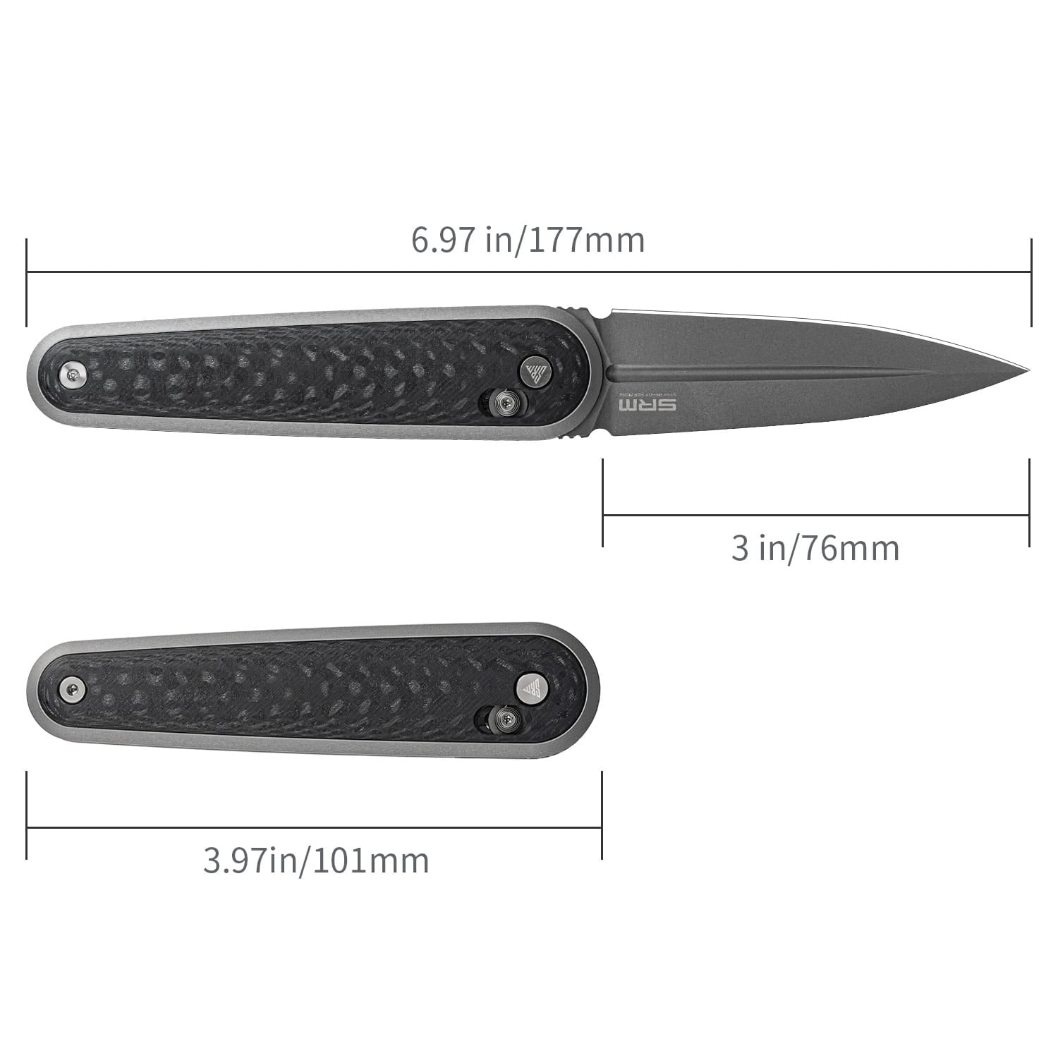 SRM dagger pocket knife 251MB-GB | N690 blade and black G10 handle