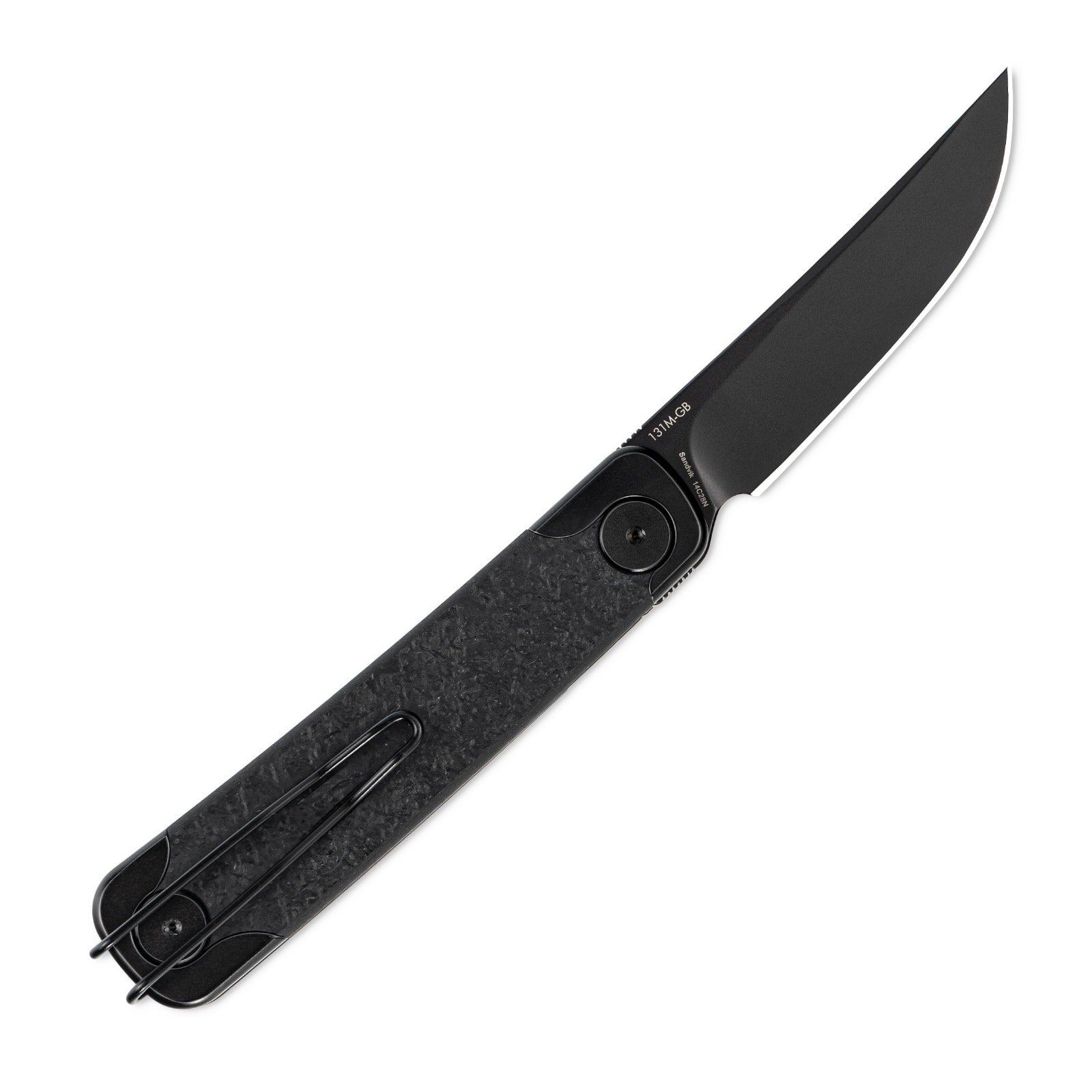 Side view of SRM Enso 131M-GB EDC pocket knife with blade deployed