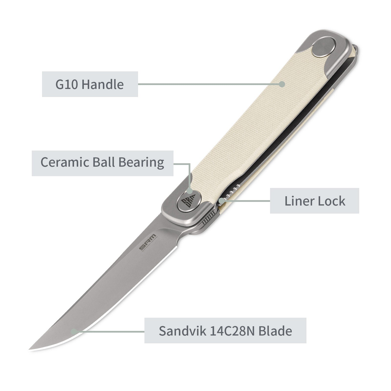 SRM Liner Lock EDC pocket knife Enso 131M-GT - Front flipper knife