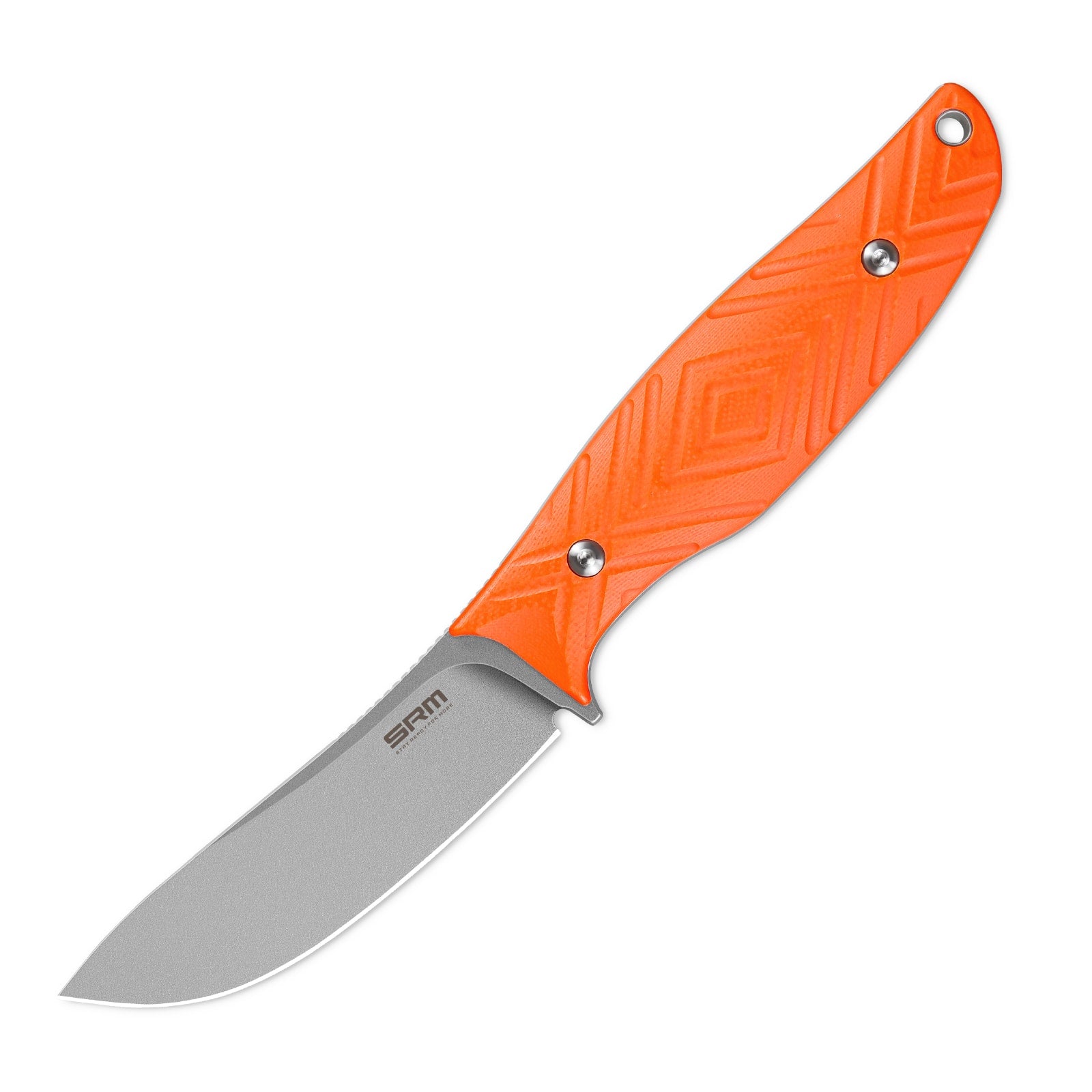 Front view of the SRM Fossa 605T-GJ fixed blade hunting knife.