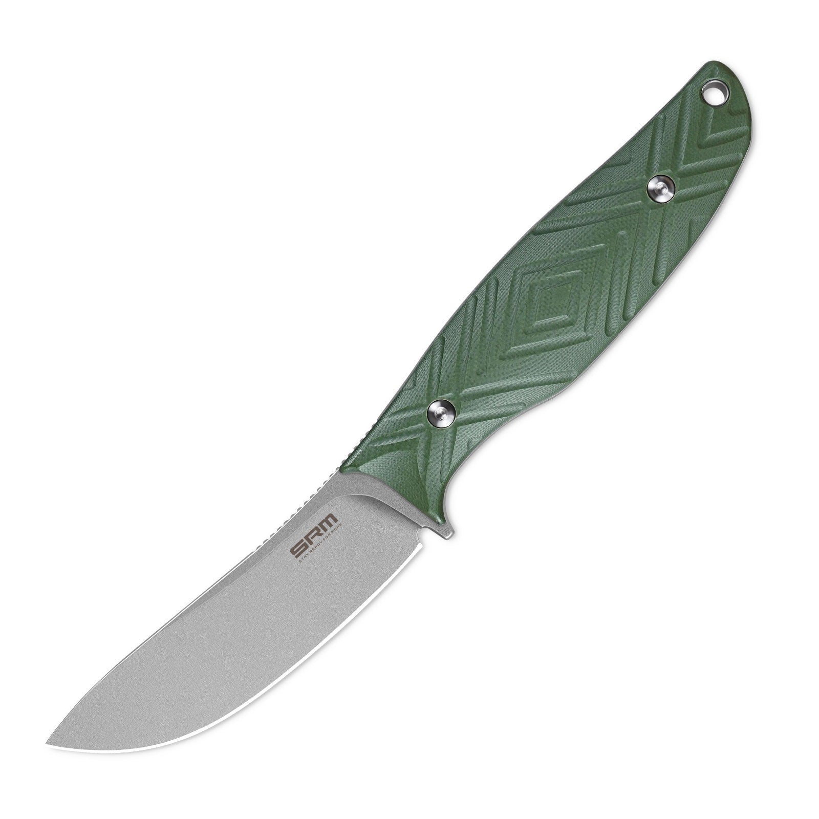 Front view of the SRM Fossa 605T-GP fixed blade hunting knife.