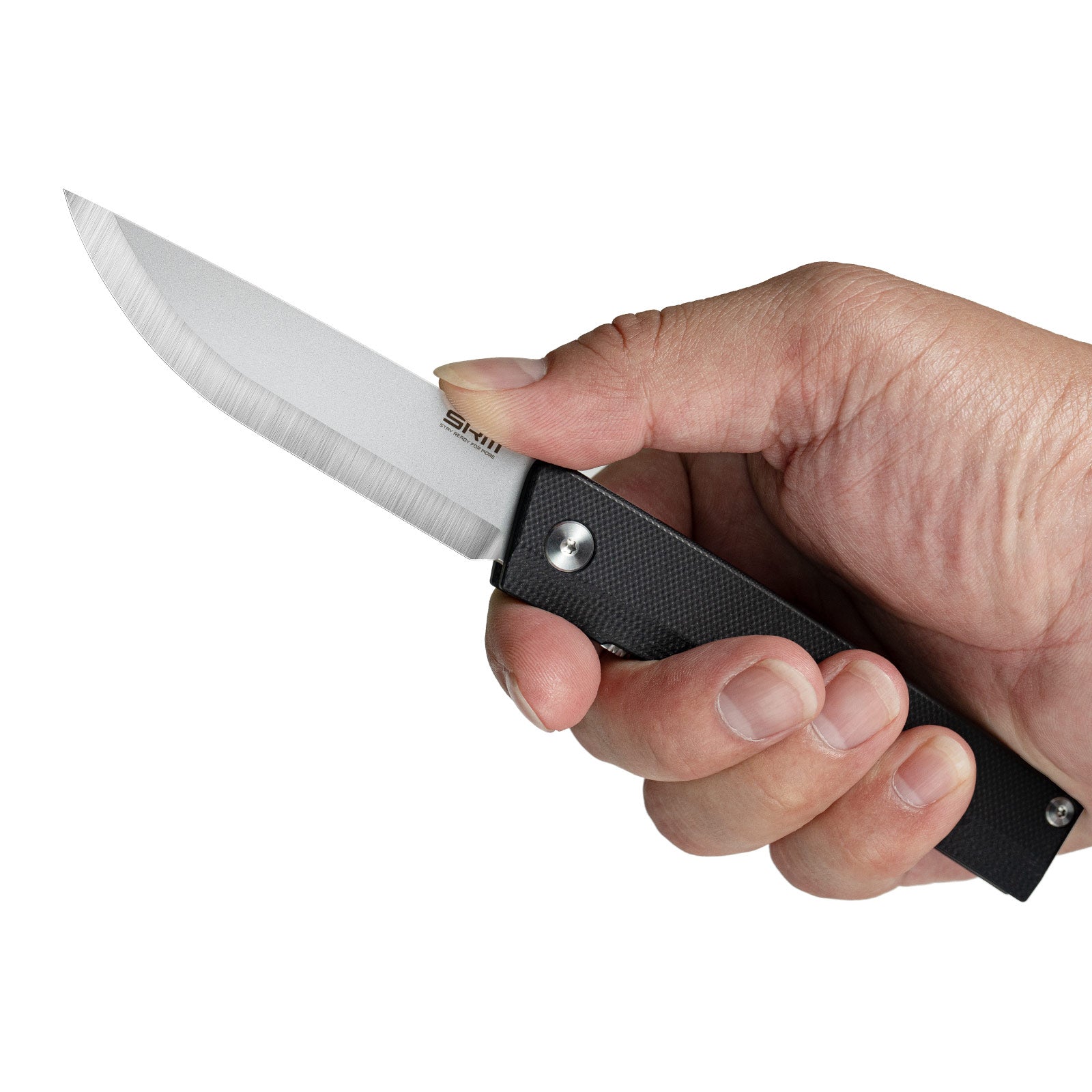 Hand holding SRM Gent 401L-GB EDC knife
