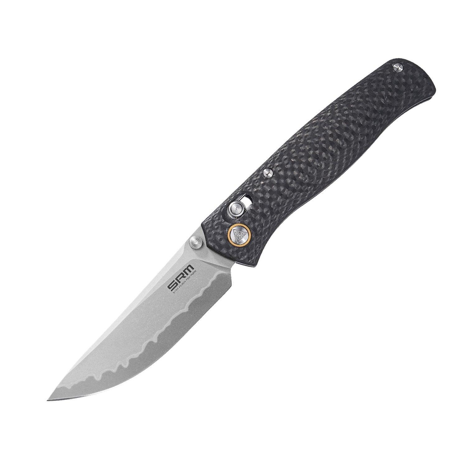 EDC pocket knife Medal 255L-CB2 - Laminated 140Cr steel blade and carbon-fiber handle - SRM Knives