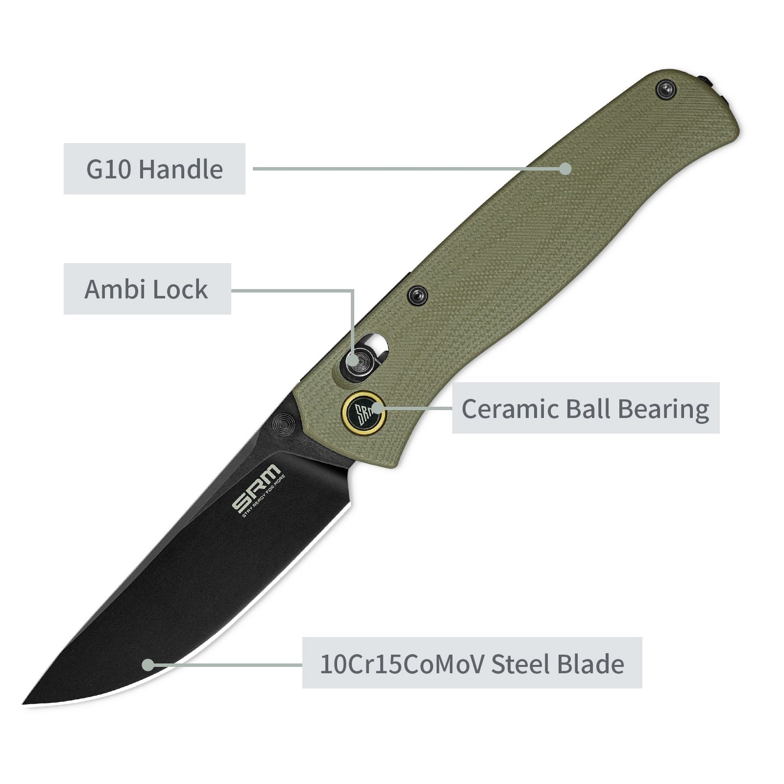 SRM Medal 255L-GP2 (3.2” 10Cr Blade, G10 Handle)