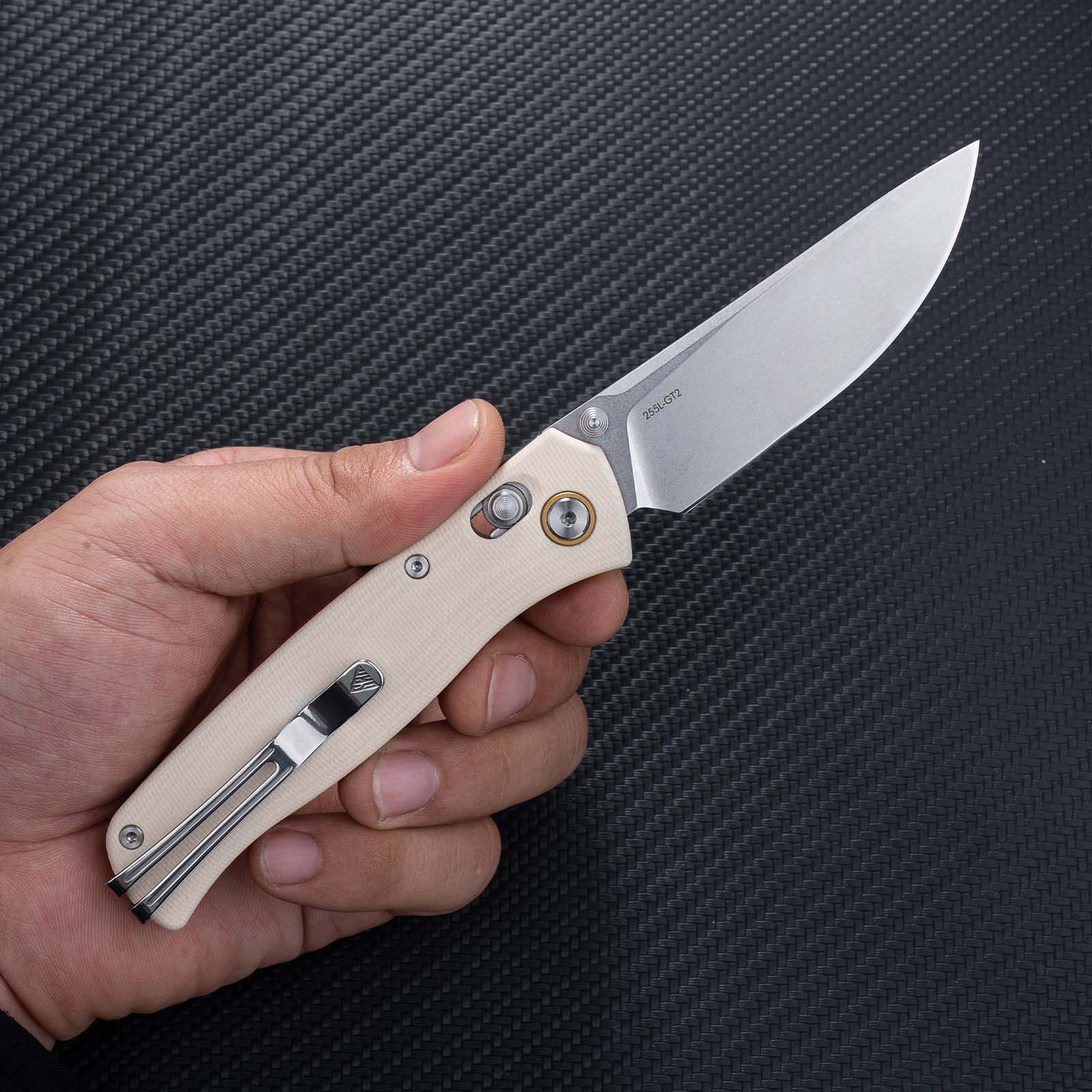 SRM Medal 255L-GT2 EDC Pocket Knife | Ivory G10 handle outdoor knife