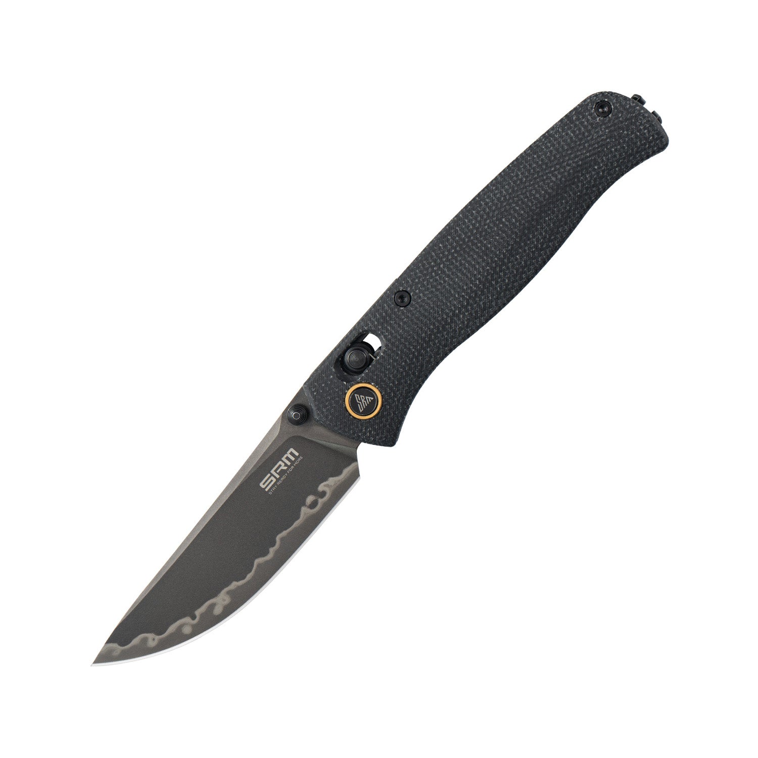 SRM EDC pocket knife Medal 255L-MB2 | Laminated steel blade and black micarta Handle