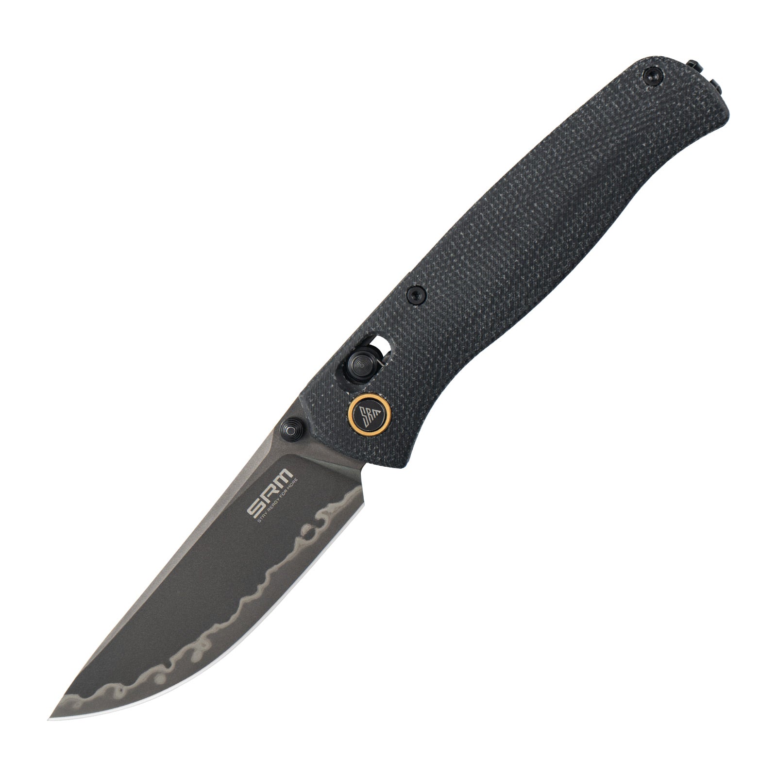 SRM EDC pocket knife Medal 255L-MB2 | Laminated steel blade and black micarta Handle
