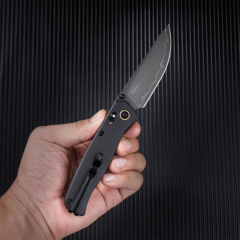 EDC pocket knife Medal 255L-MB - Laminated 140Cr steel blade and Micarta handle - SRM Knives