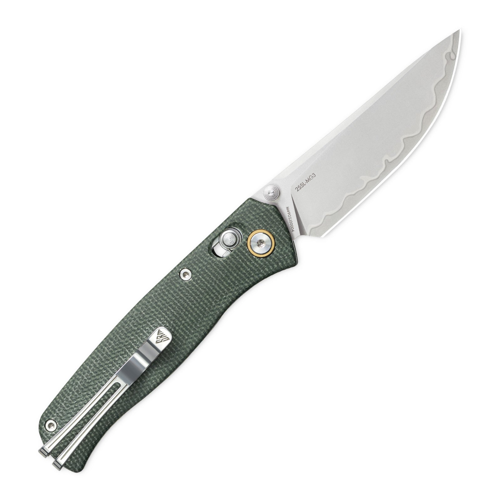 Side view of SRM Medal 255L-MG3 EDC pocket knife with blade deployed
