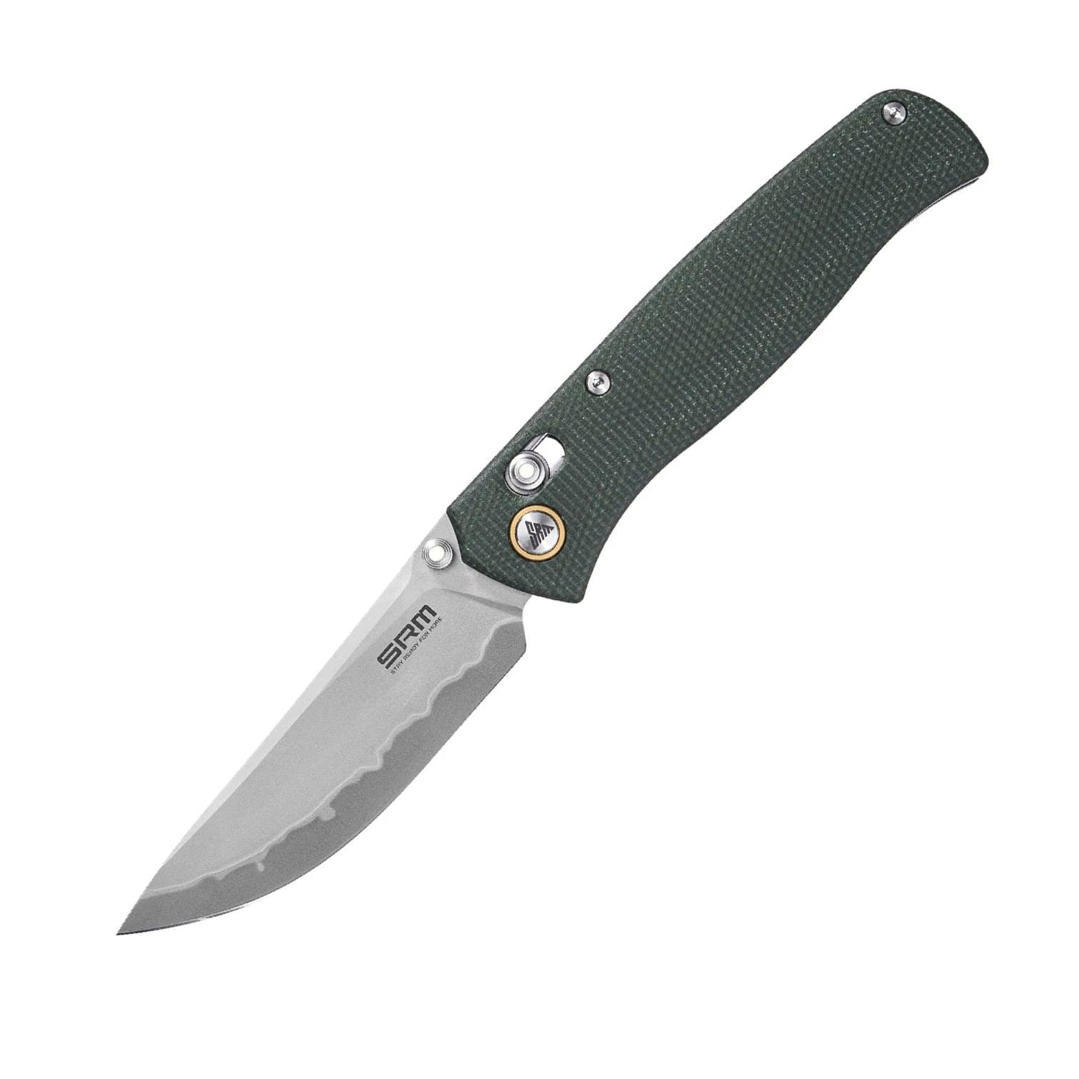 EDC pocket knife Medal 255L-MG - Laminated 140Cr steel blade and Micarta handle - SRM Knives