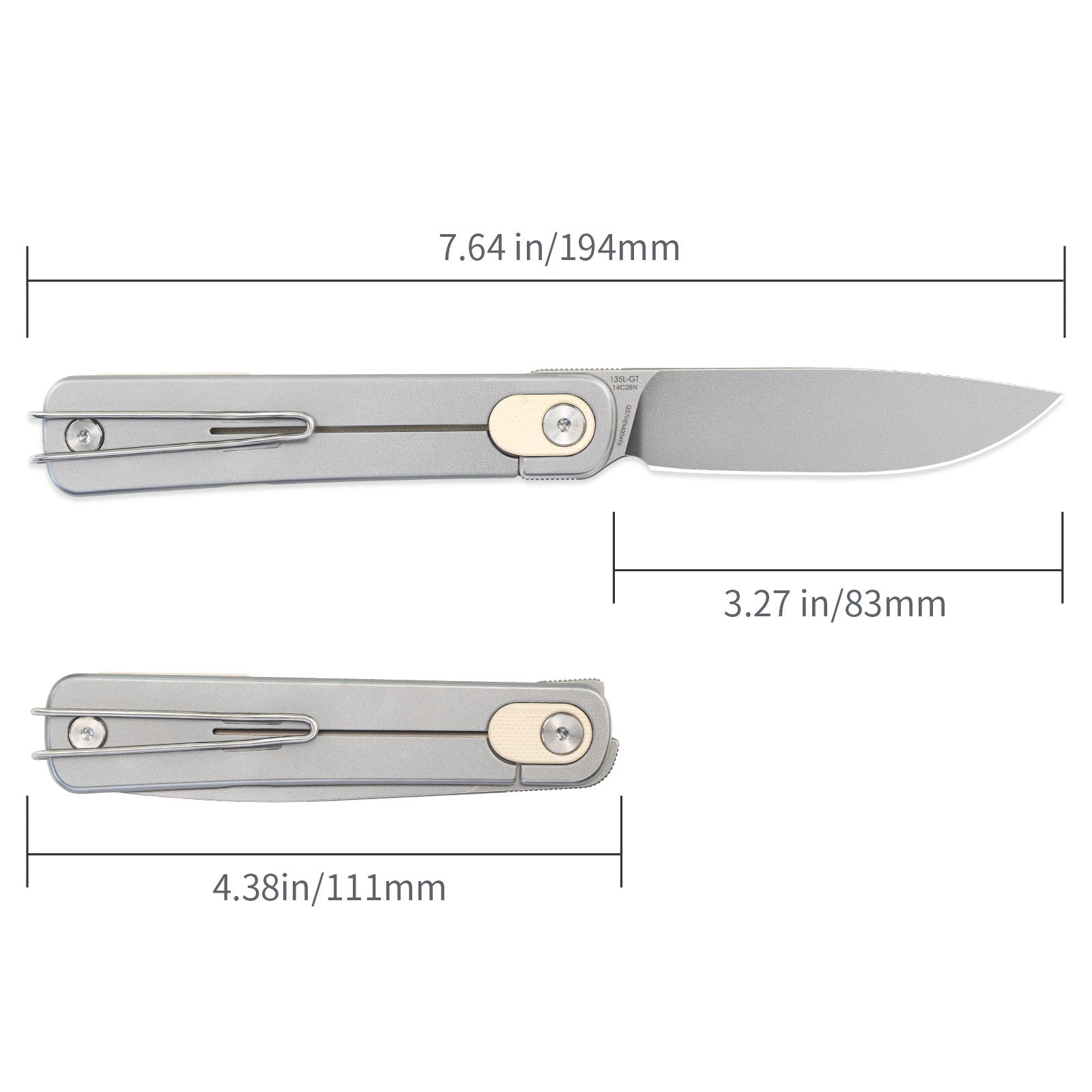SRM frame lock knife Palfrey 135L-GT - Invisible flipper open design