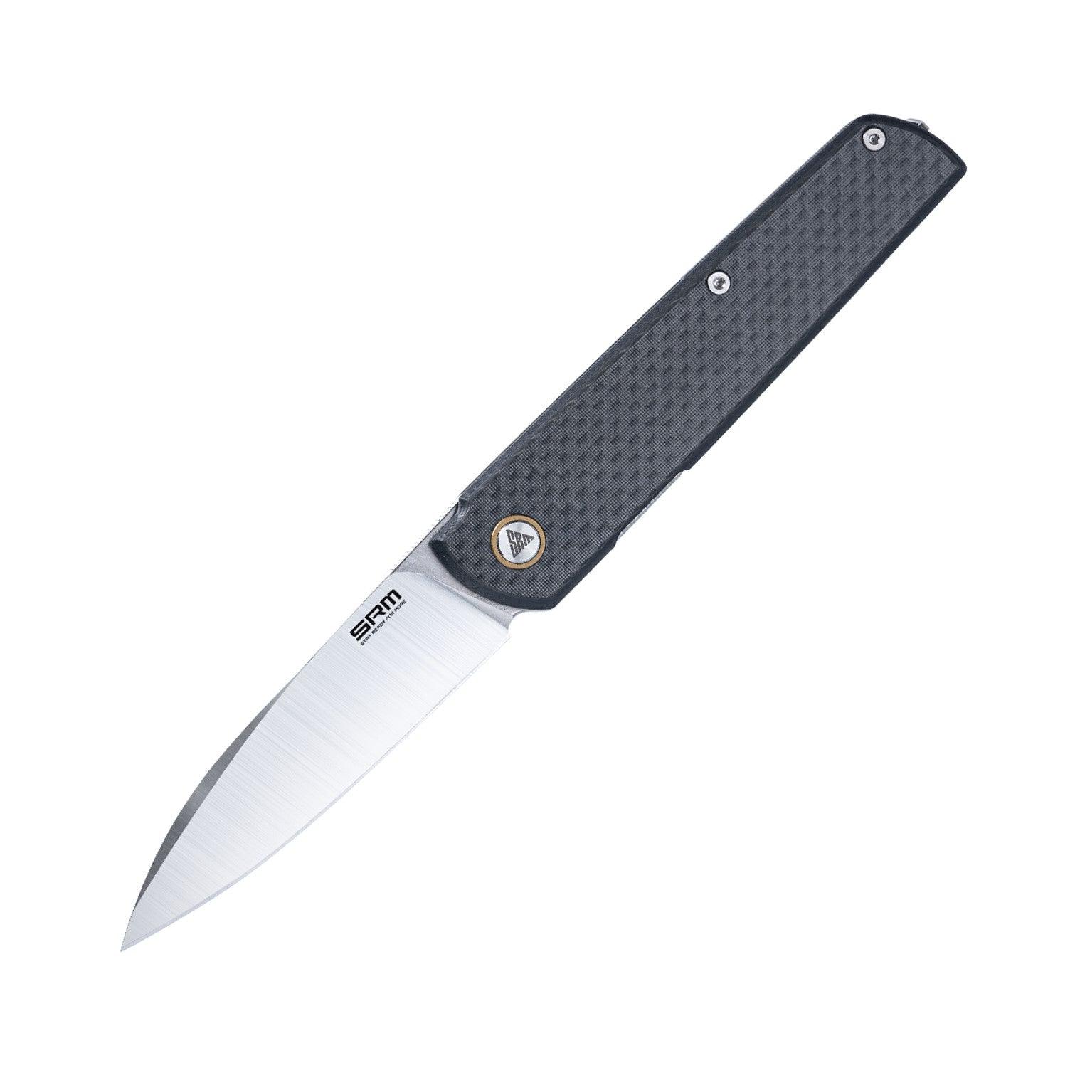 SRM liner lock knife Qrick 408L-KB | 14C28N blade and black G10 handle