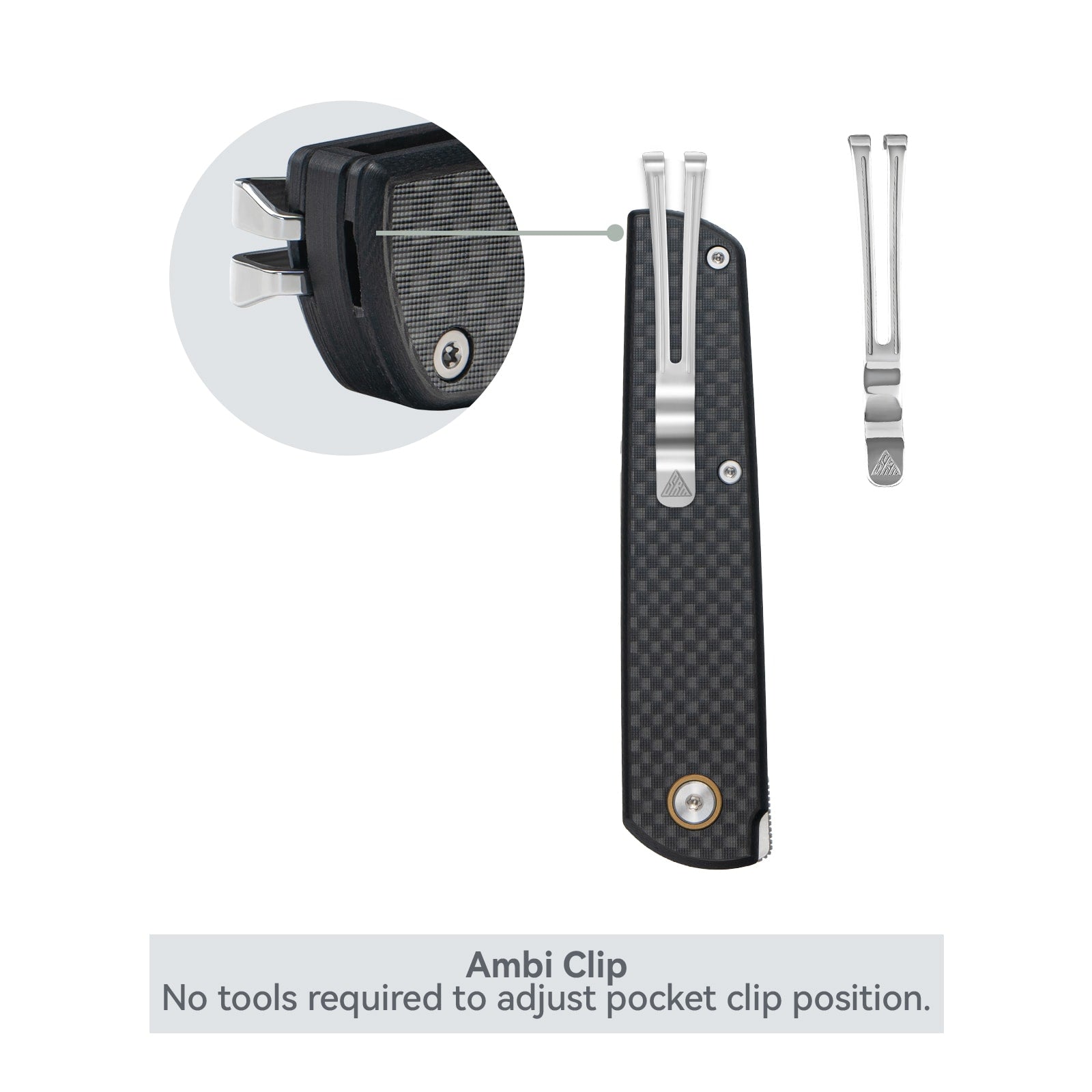 SRM EDC Pocket Knife Qrick 408L-KB - Liner Lock Knife with Ambi Clip