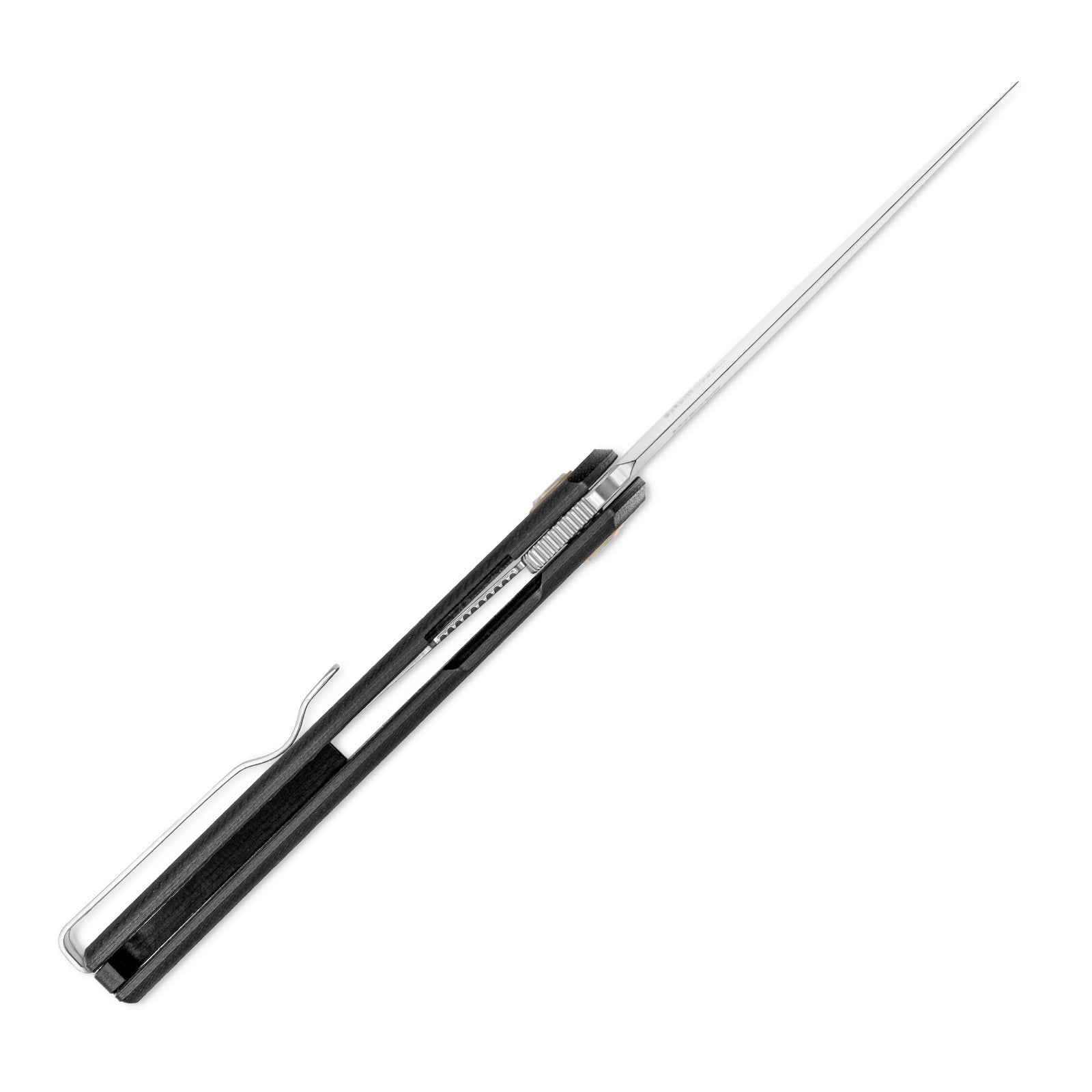 Close-up of the SRM Qrick 408L-KB EDC knife pointed blade
