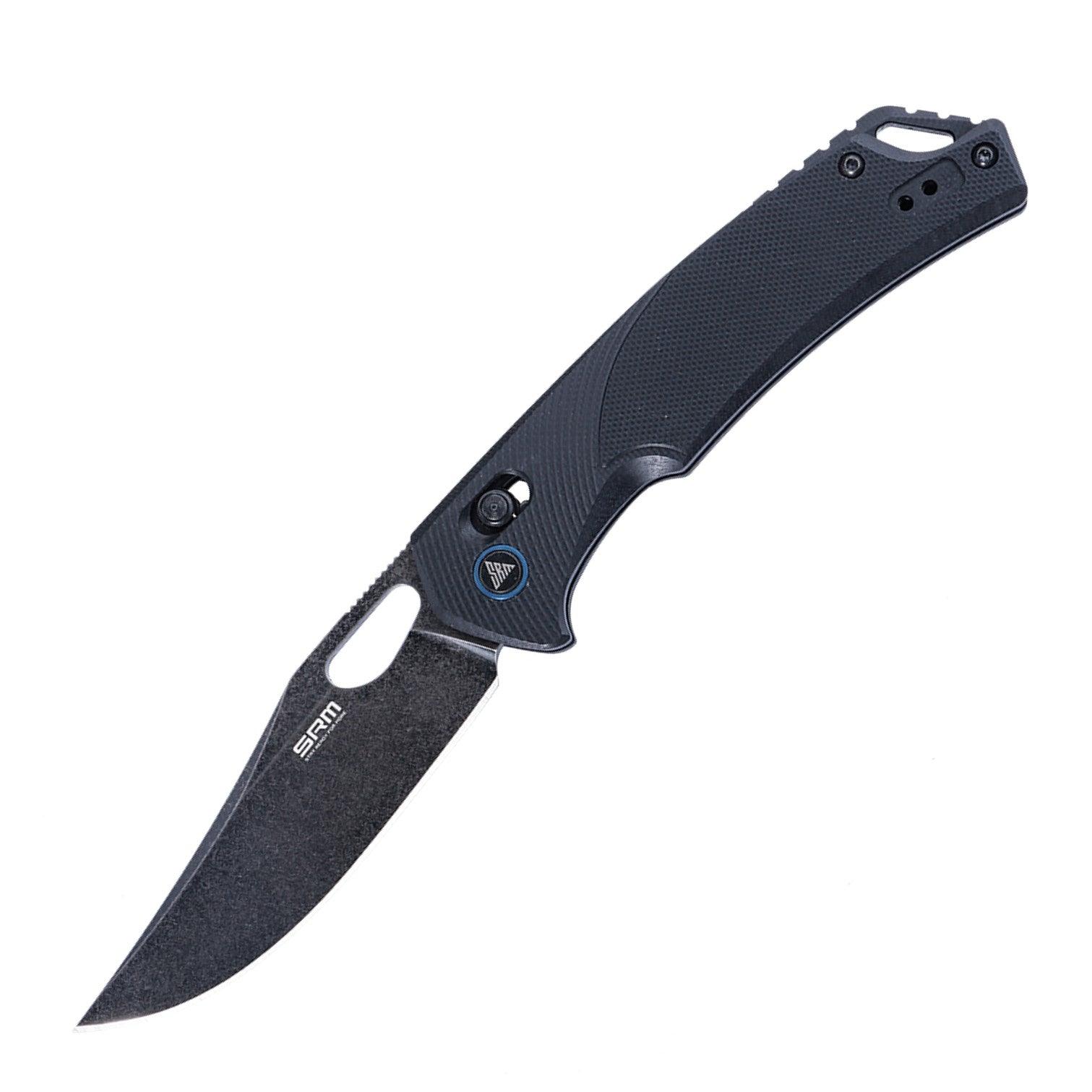 SRM hunting pocket knife Retreiver 9201-GB | D2 steel blade and black G10 handle