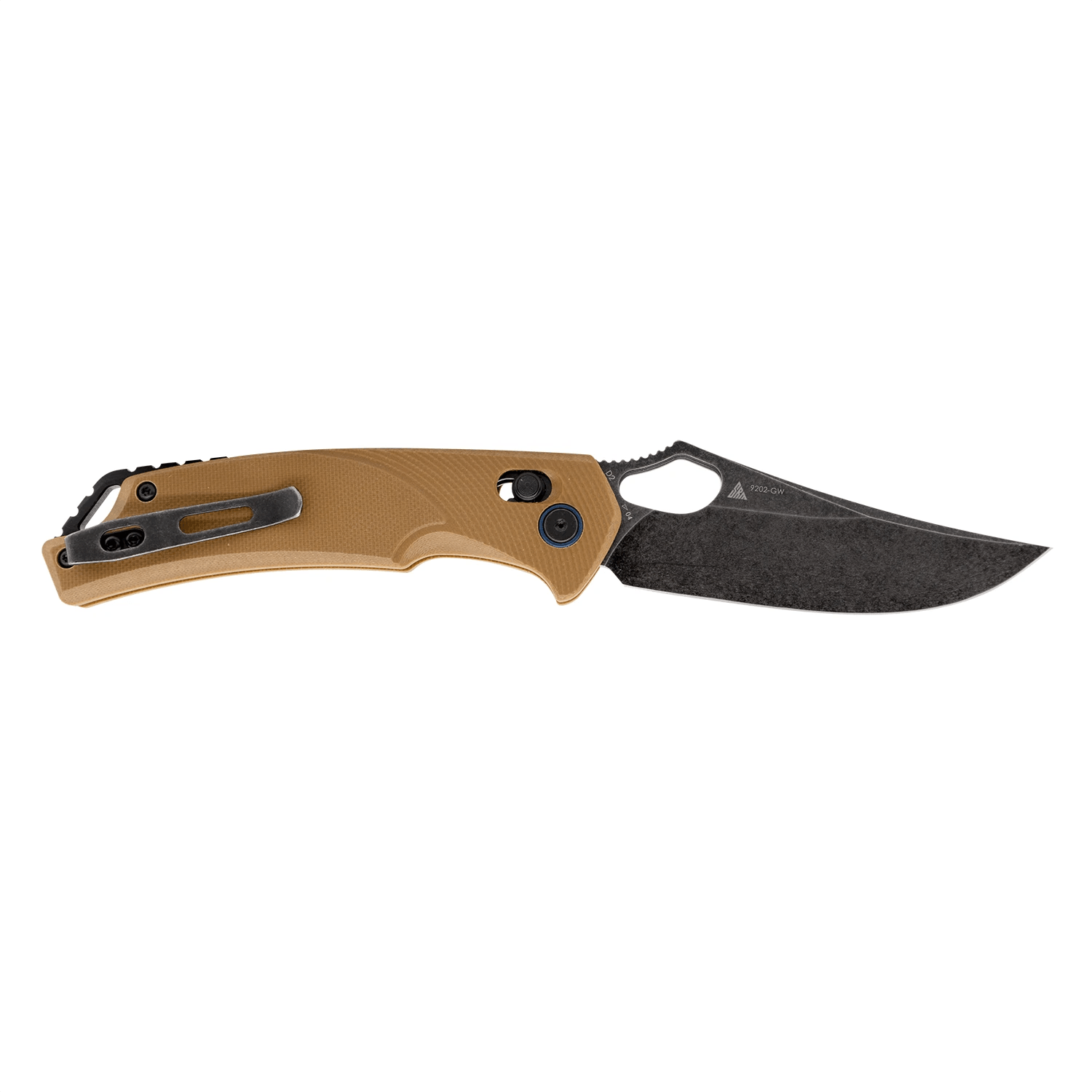 SRM hunting pocket knife Retreiver 9202-GW | D2 steel blade and tan G10 handle