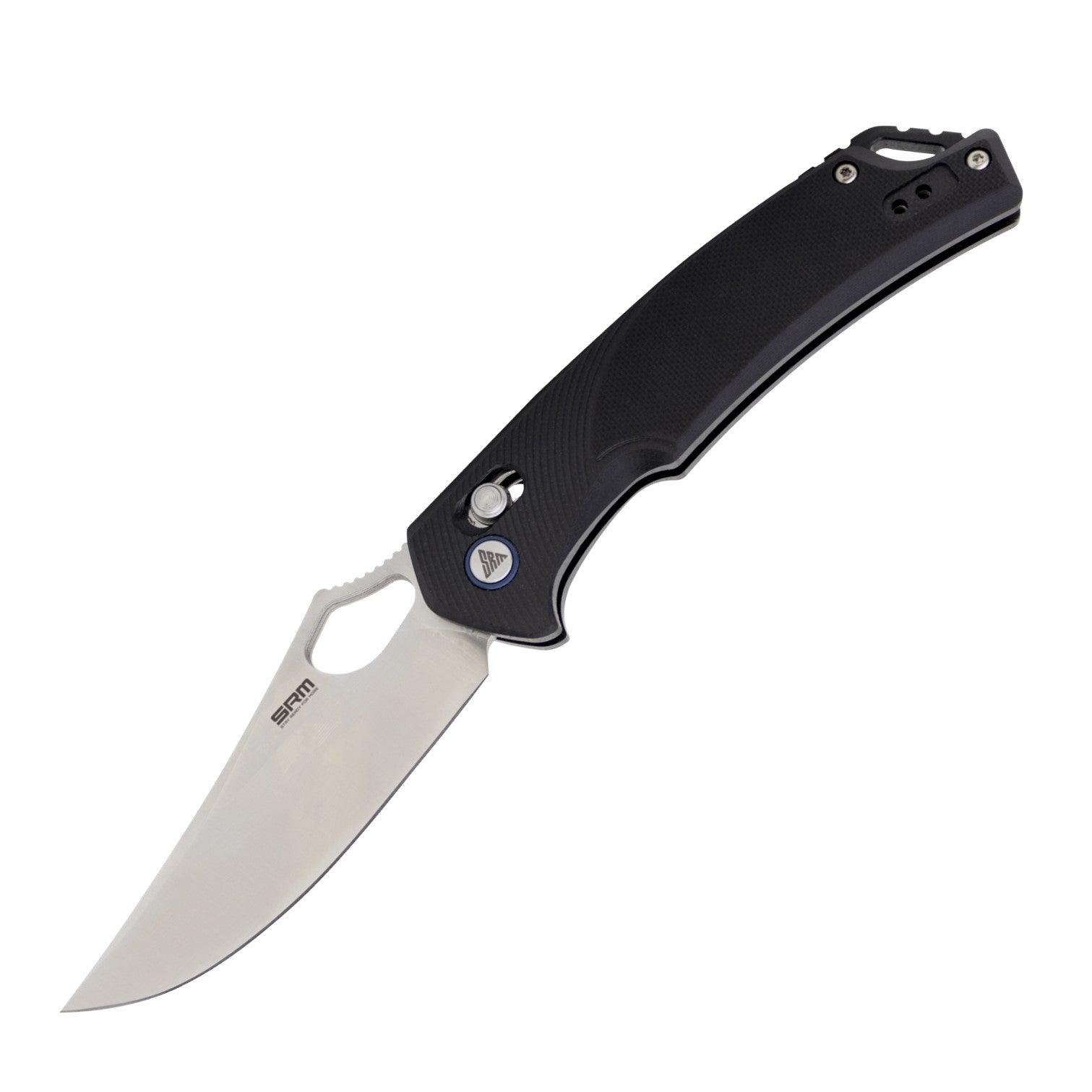 SRM hunting pocket knife Retreiver 9202 | D2 steel blade and black G10 handle