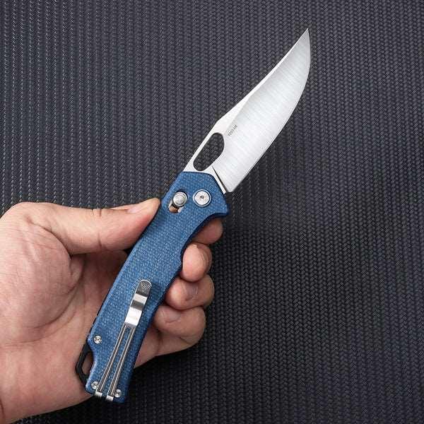 SRM hunting pocket knife Retreiver 9203-ME | Blue Micarta handle