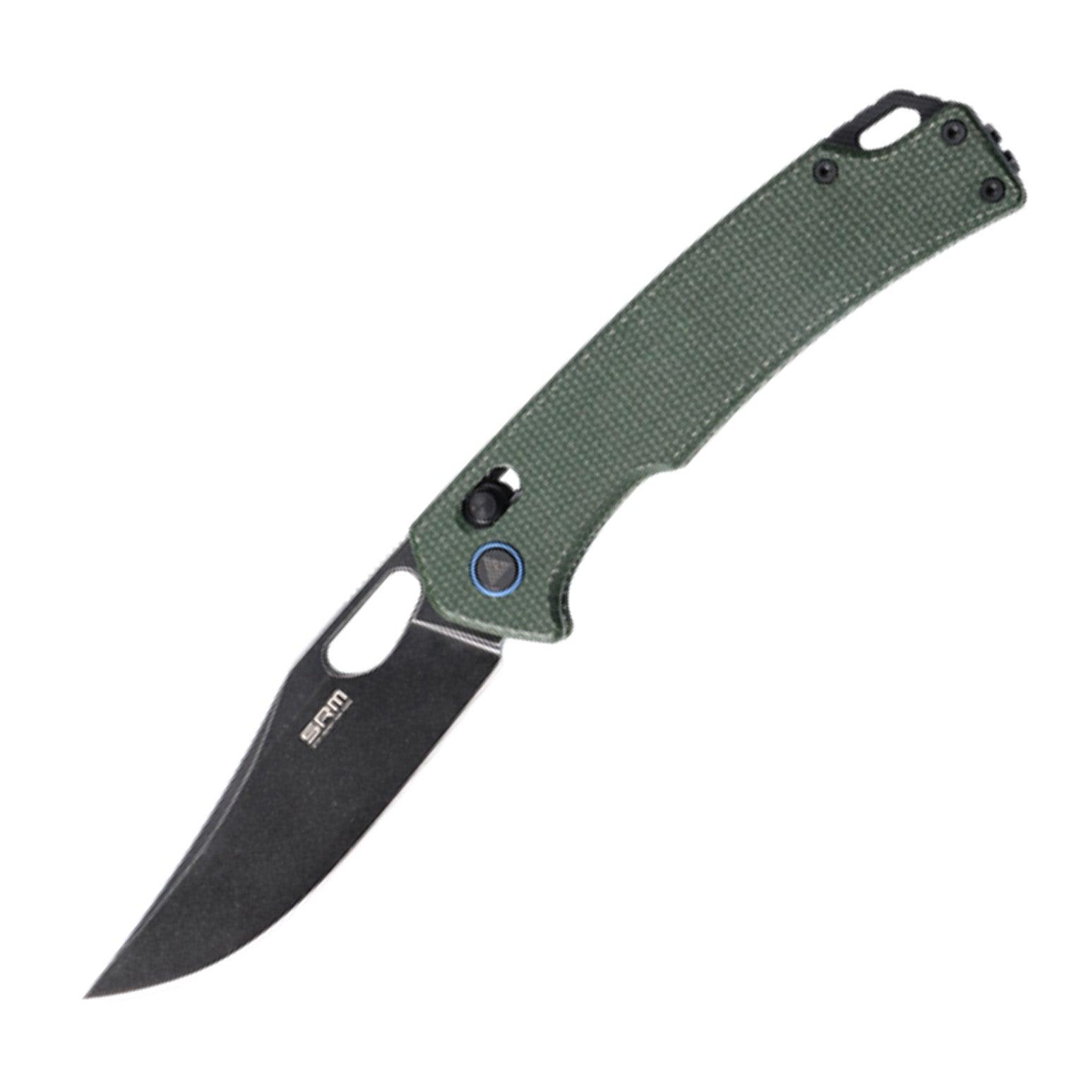 SRM hunting pocket knife Retreiver 9203-MG2 | OD green Micarta handle