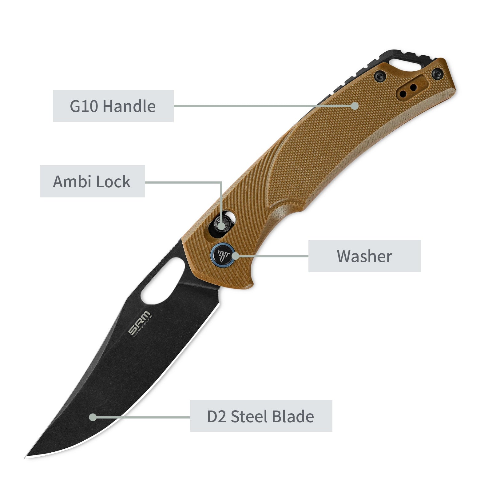 SRM Folding hunting knife Retriever 9201-GW - Clip point blade knife
