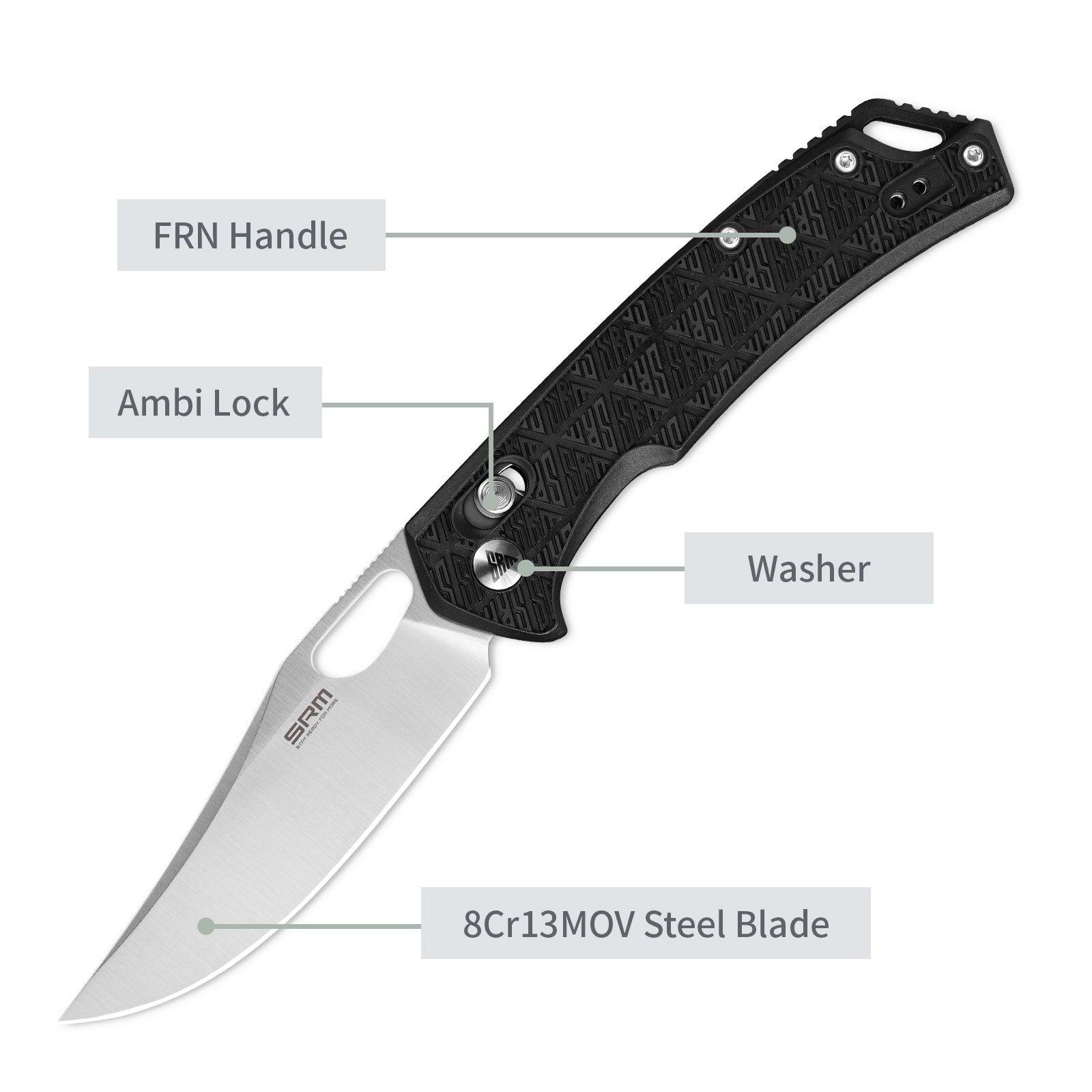 SRM Folding hunting knife Retriever 9201-PB - Clip point blade knife