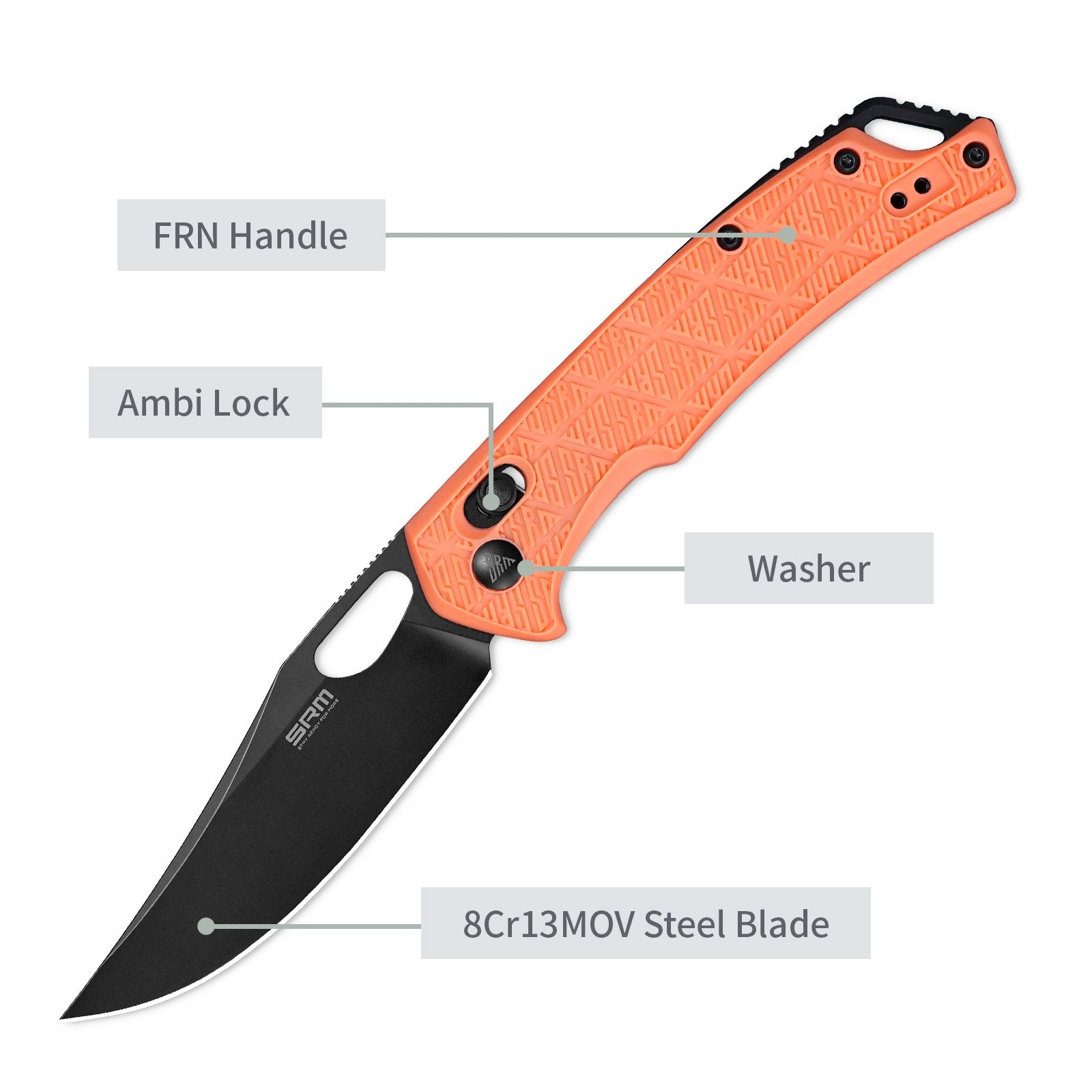 SRM Folding hunting knife Retriever 9201-PJ - Clip point blade knife