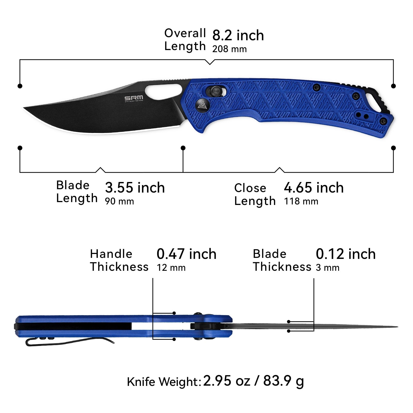 SRM Folding hunting knife Retriever 9201-PL - Clip point blade knife