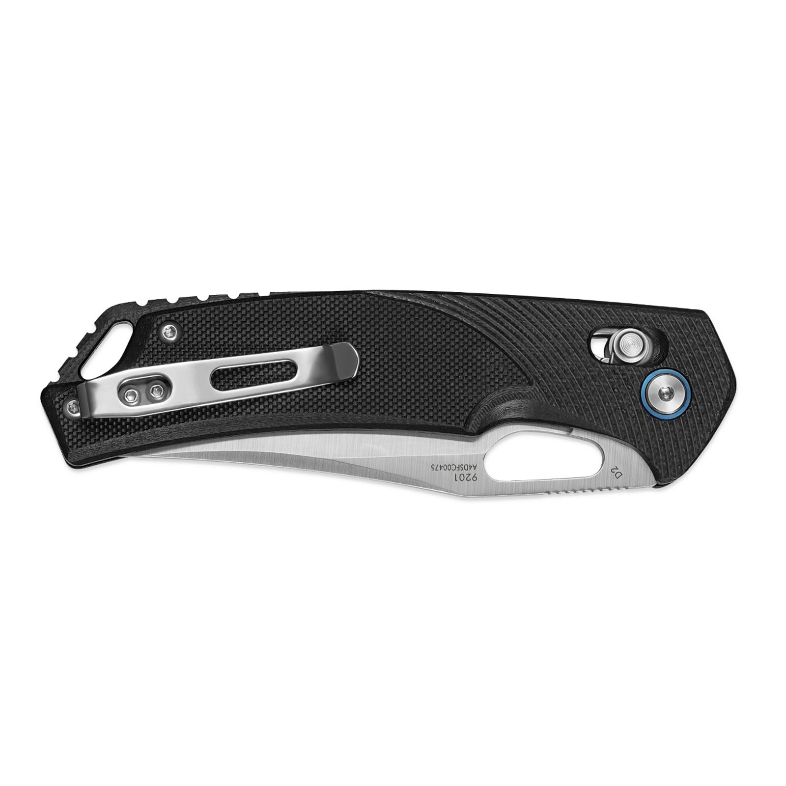 Close-up of SRM Retriever 9201 folding hunting knife handle