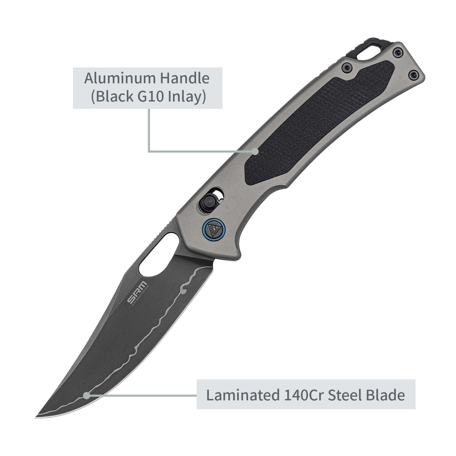SRM hunting pocket knife Retriever 9203-AK2 | Grey Aluminum handle