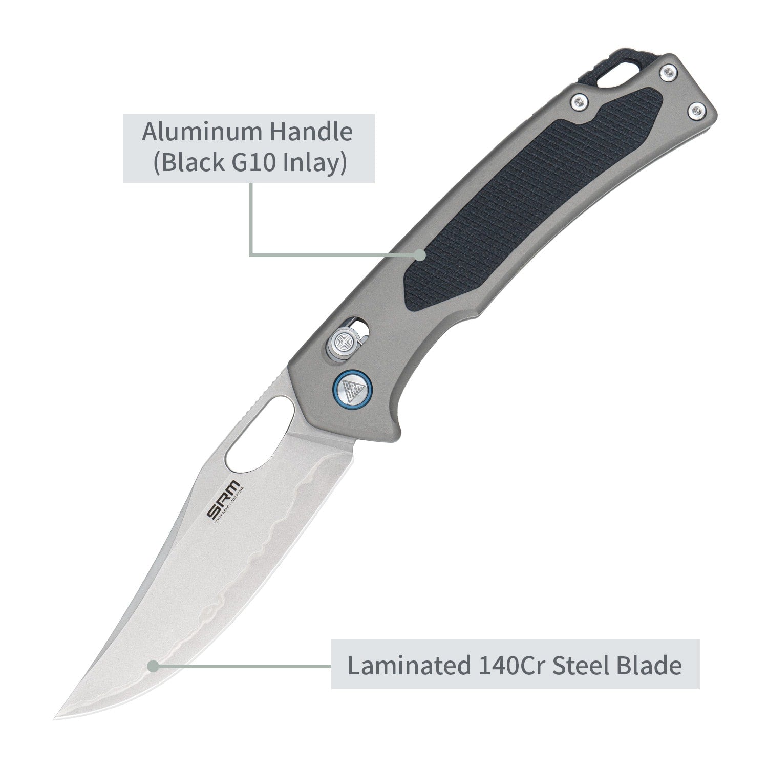 SRM hunting pocket knife Retriever 9203-AK | Grey Aluminum handle