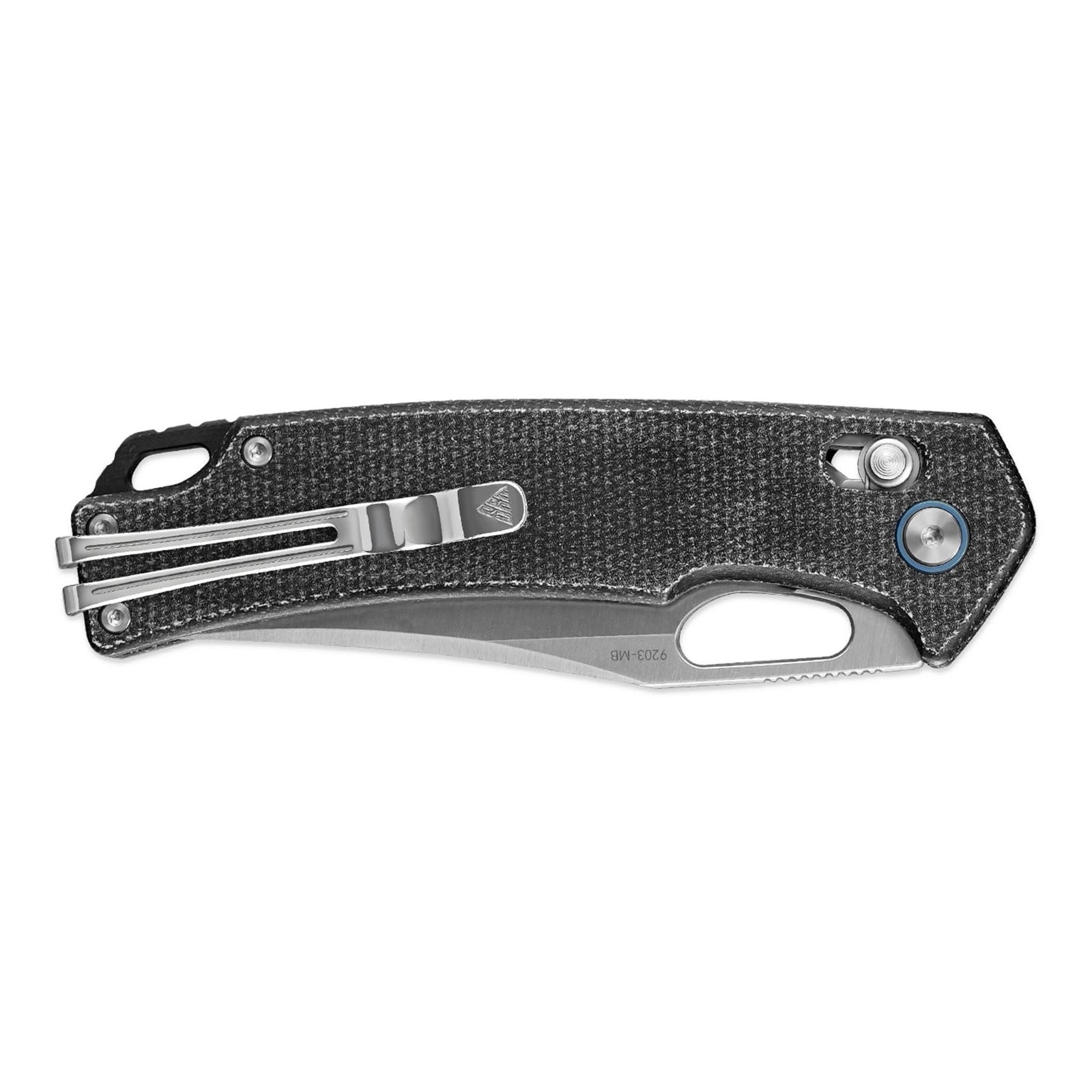 Close-up of SRM Retriever 9203-MB hunting folding knife handle