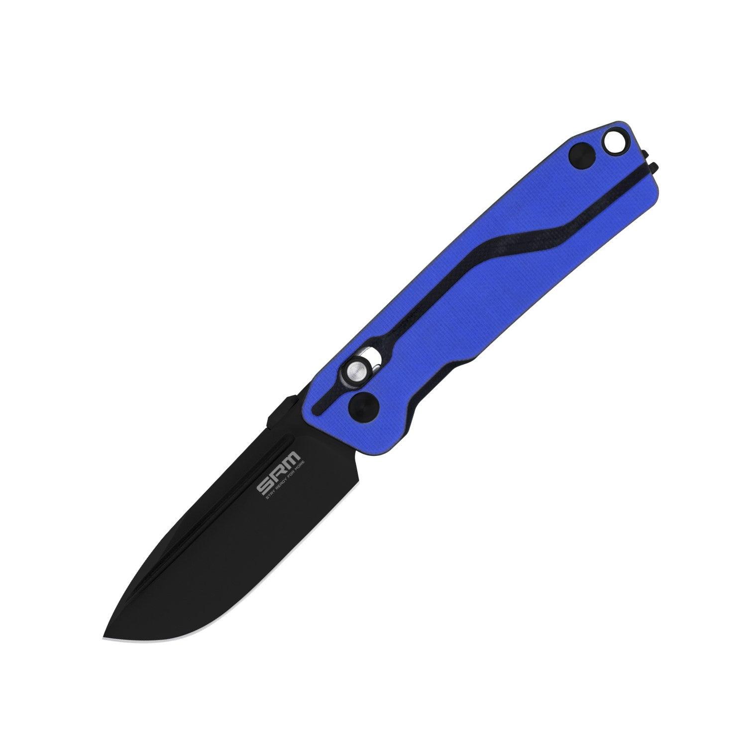SRM tactical pocket knife Rubik 7228-GI | D2 steel blade and blue G10 handle